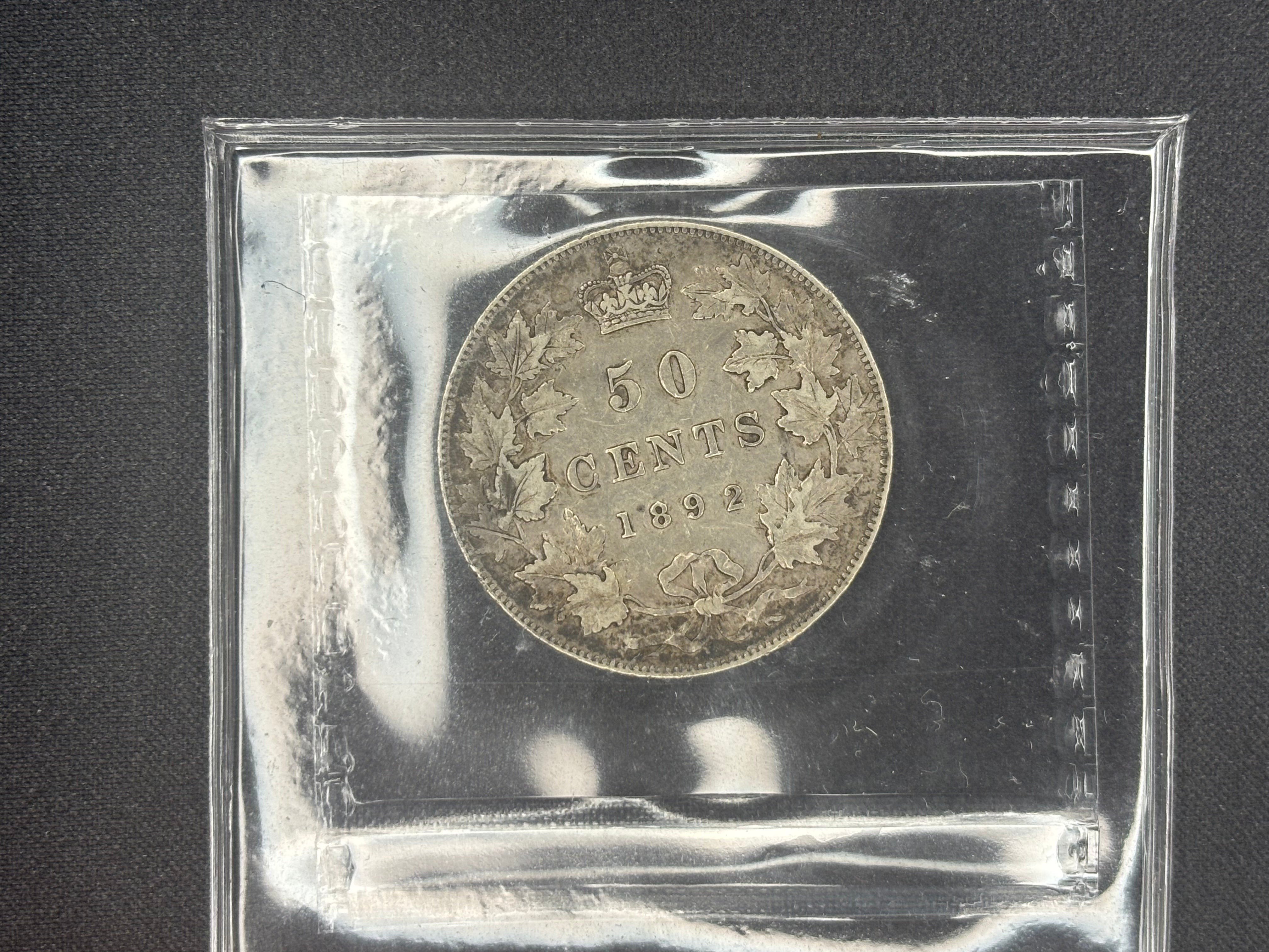 Canadian Silver Coin - 50 cents - 1892 Obv4 - VF30 ICCS