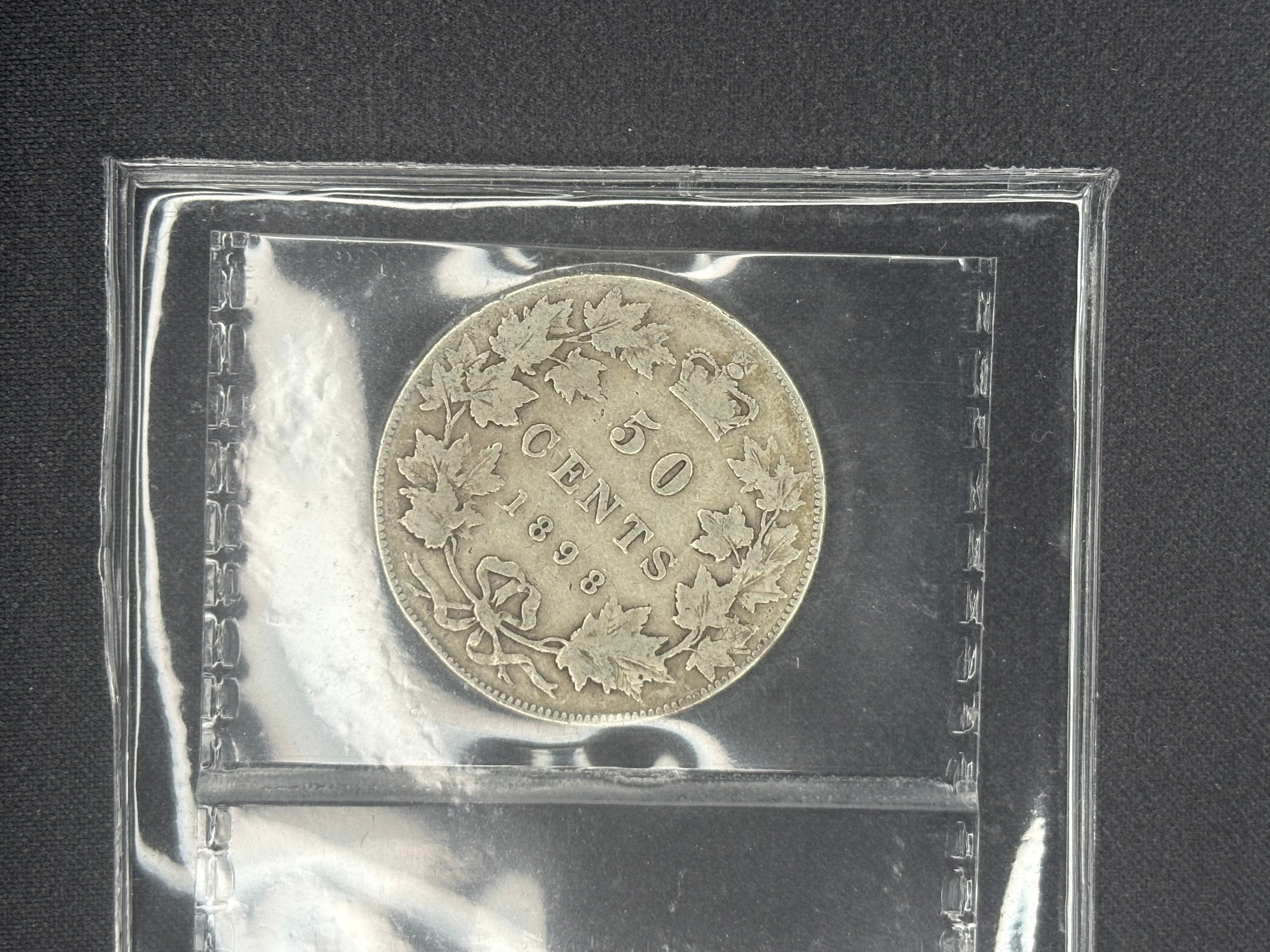 Canadian Silver Coin - 50 cents - 1898 - VG10 ICCS