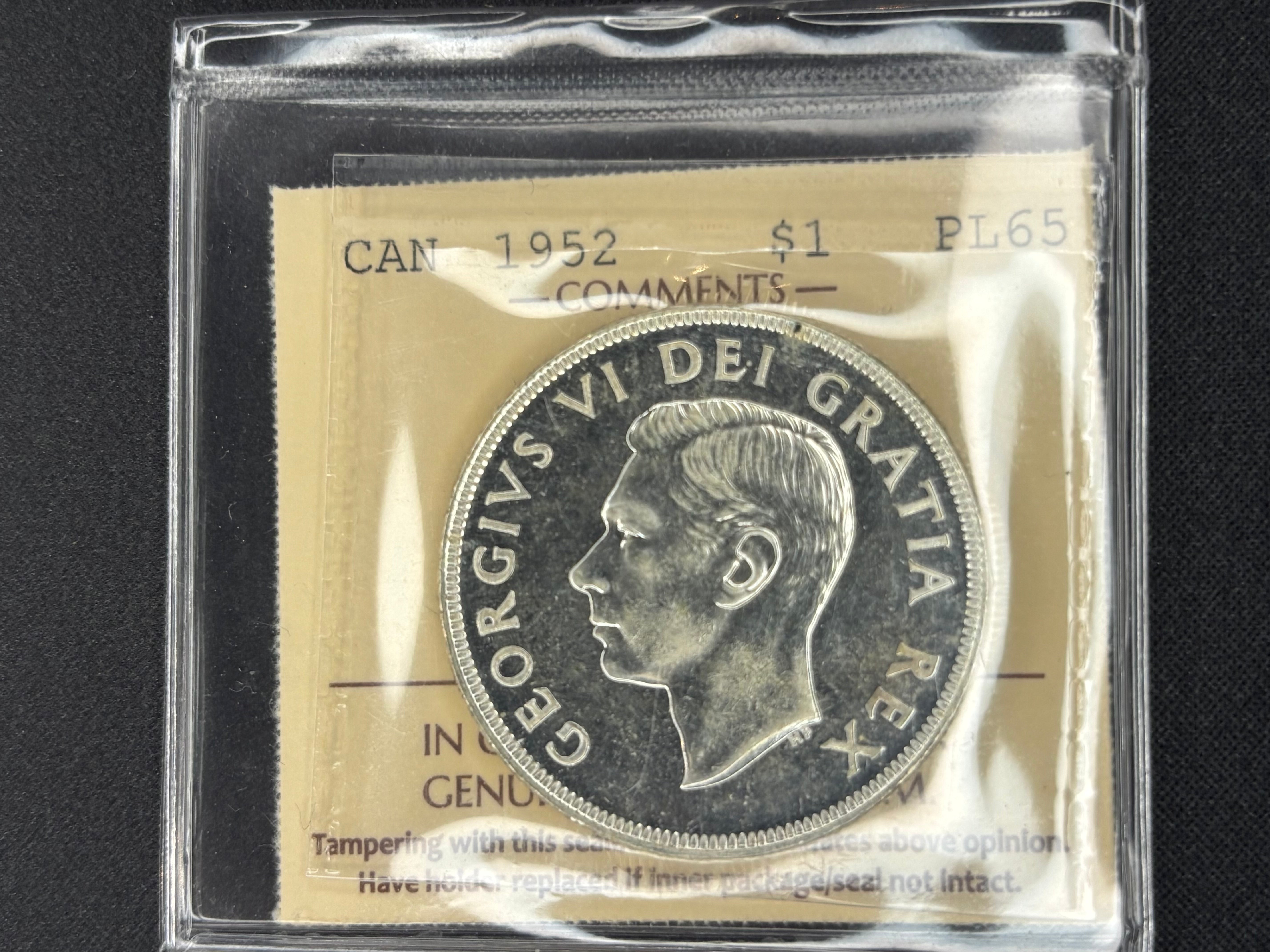 Canadian Silver Coin - Dollars - 1952 NWL PL65 ICCS