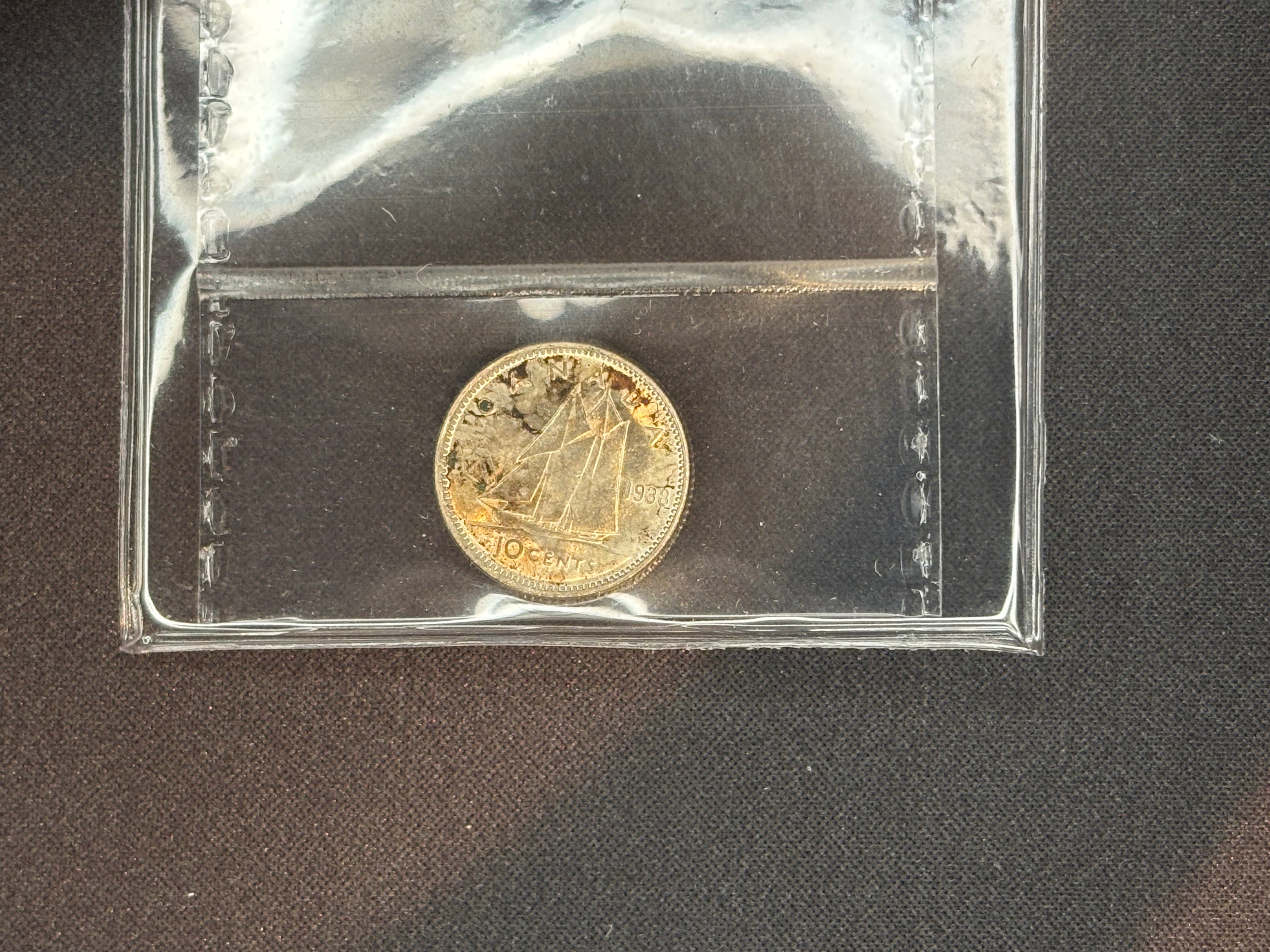 Canadian Silver Coin - 10 cents - 1938 MS65 ICCS