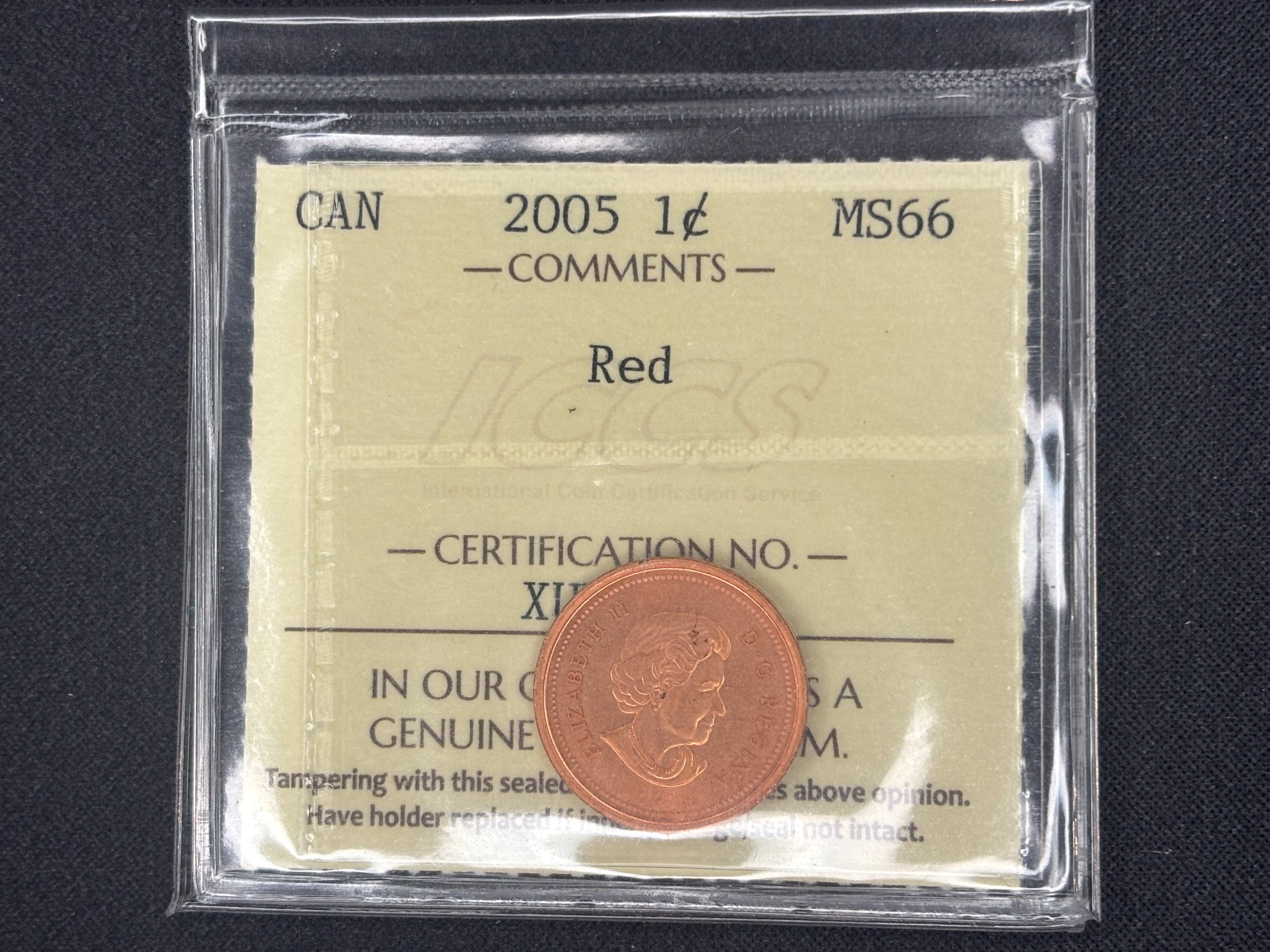 Canadian Coin - Penny - 2005 Red MS66 ICCS