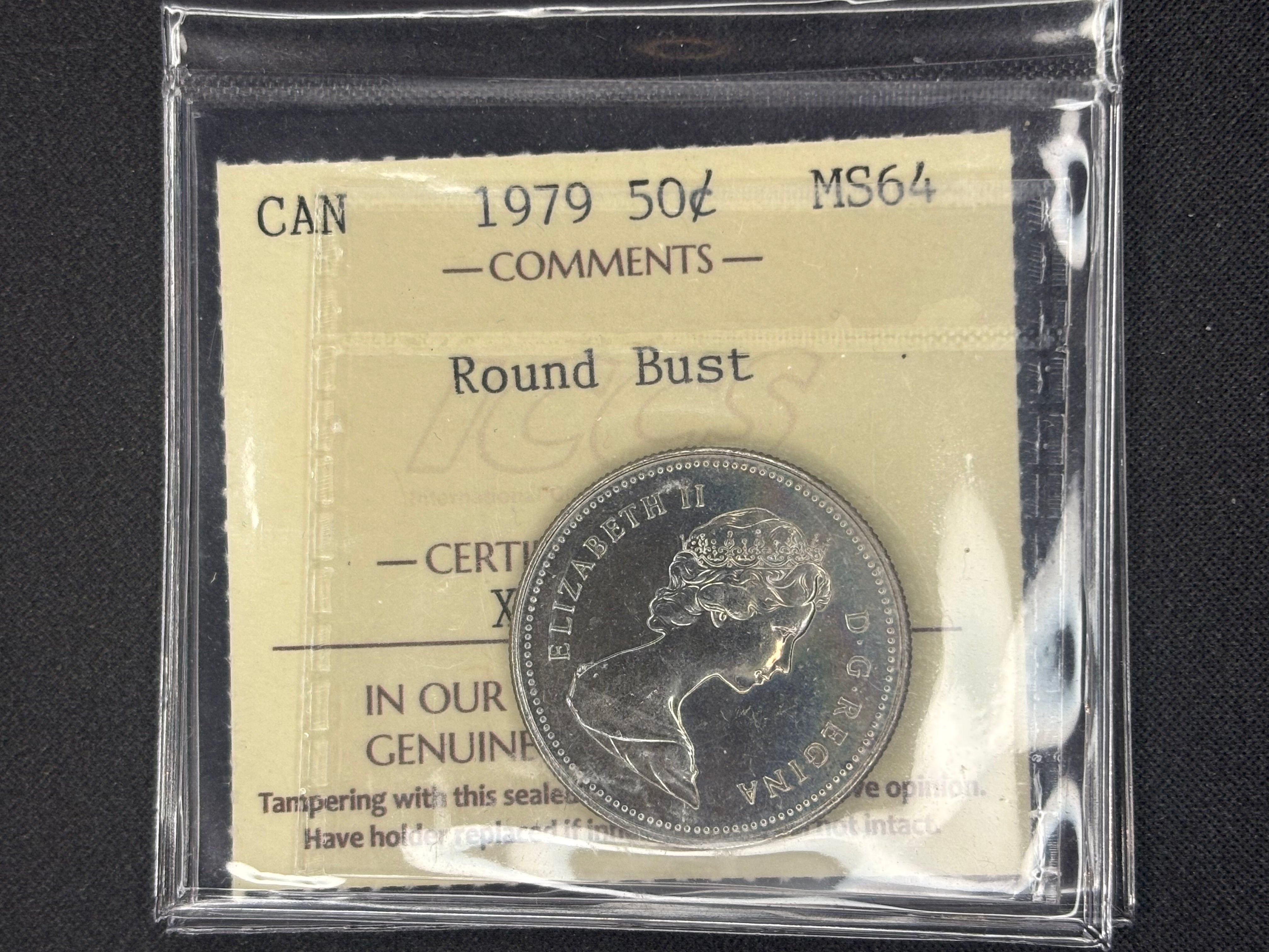 Canadian Coin - 50 cents - 1979 Round Bust MS64