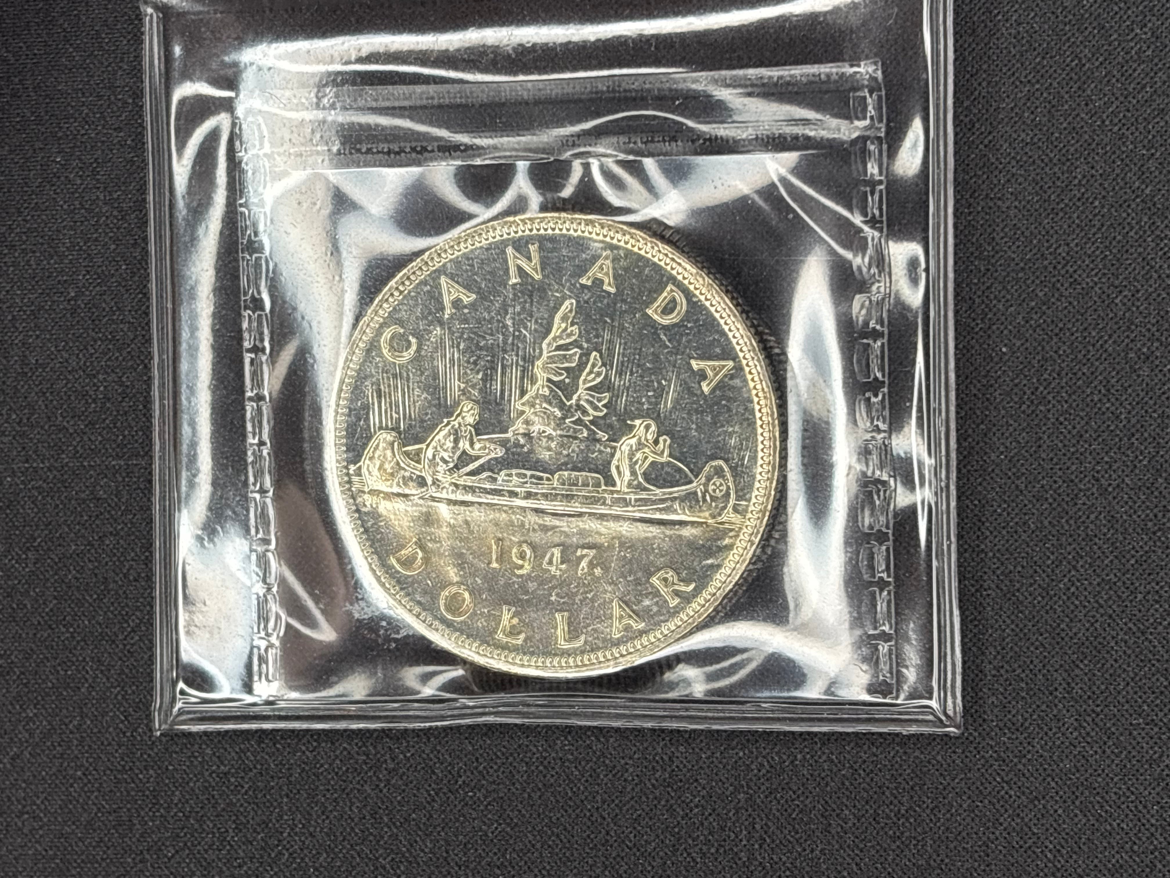 Key date Canadian Silver Coin - Dollar - 1947 ML MS62 ICCS