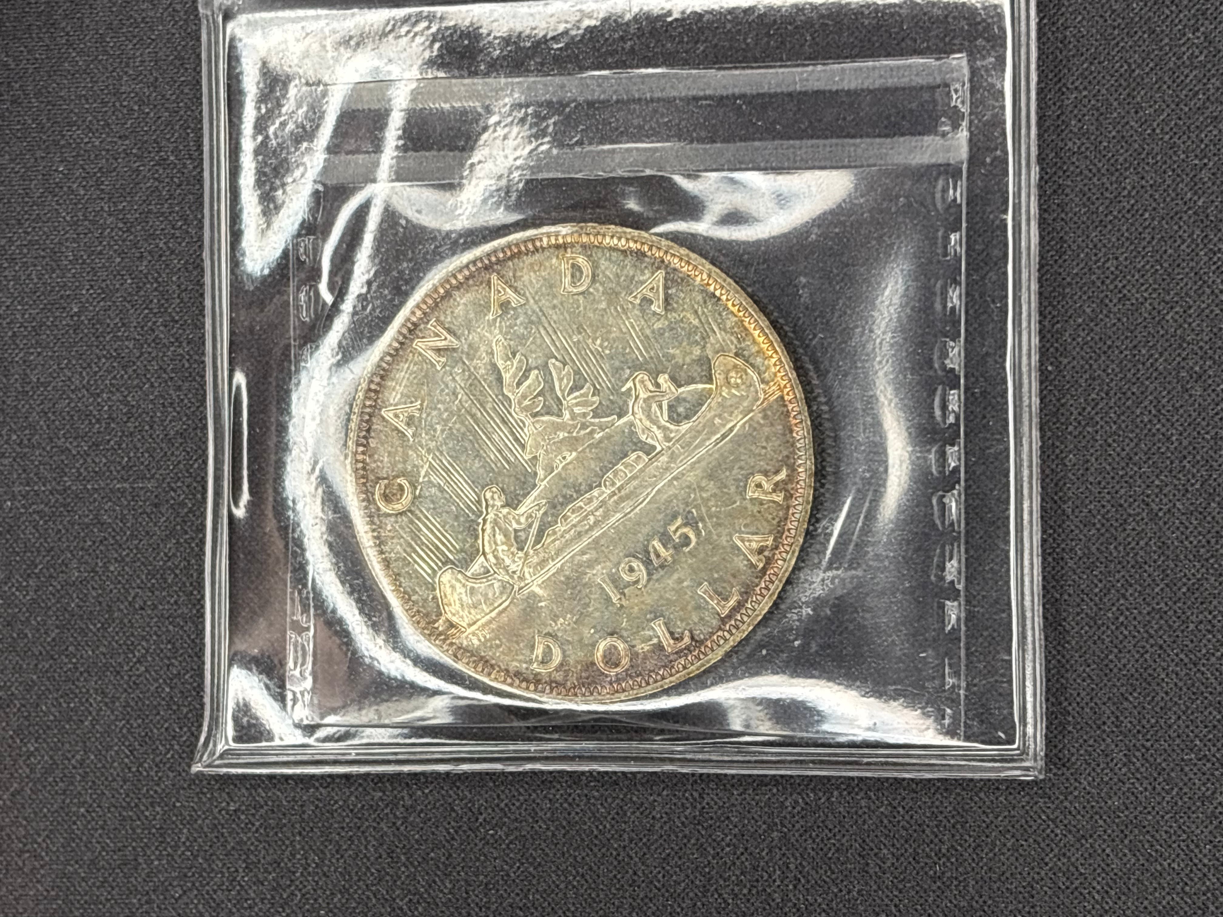 Canadian Silver Coin - Dollar - 1945 MS63 ICCS