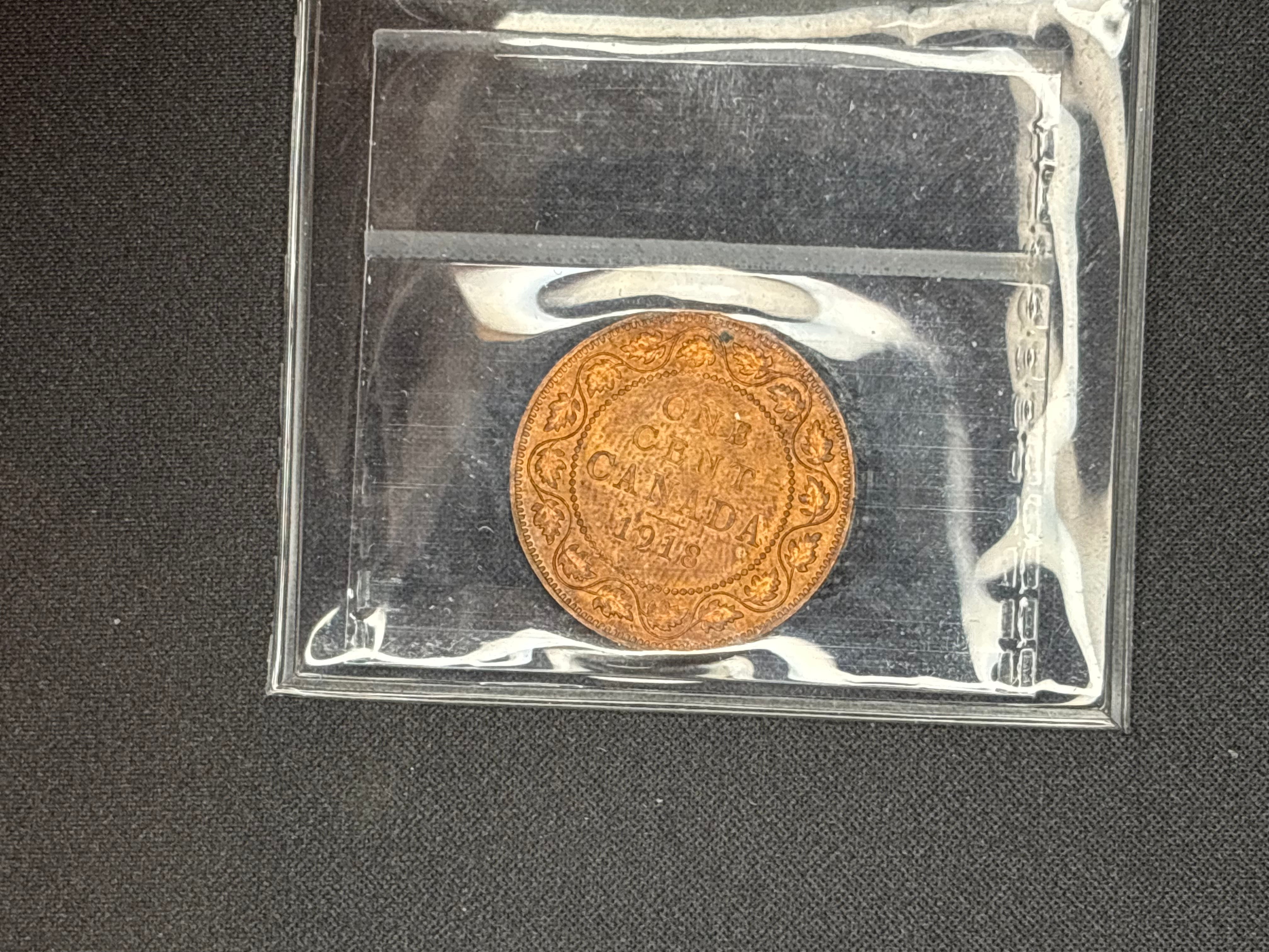 Canadian Coin - Penny - 1918 Red - MS64 ICCS