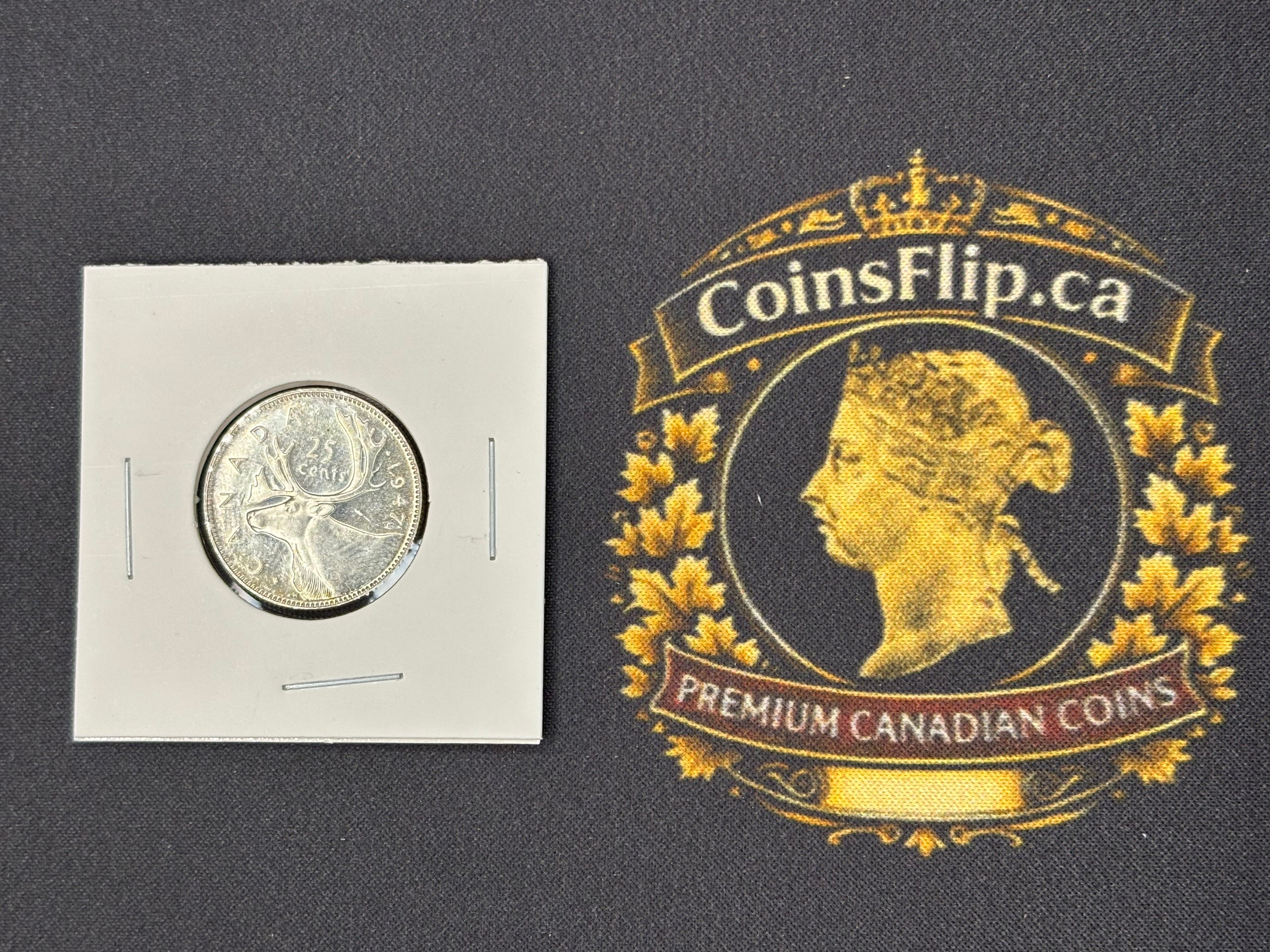 Canadian Silver Coin - 25 cents - 1947 ML AU55