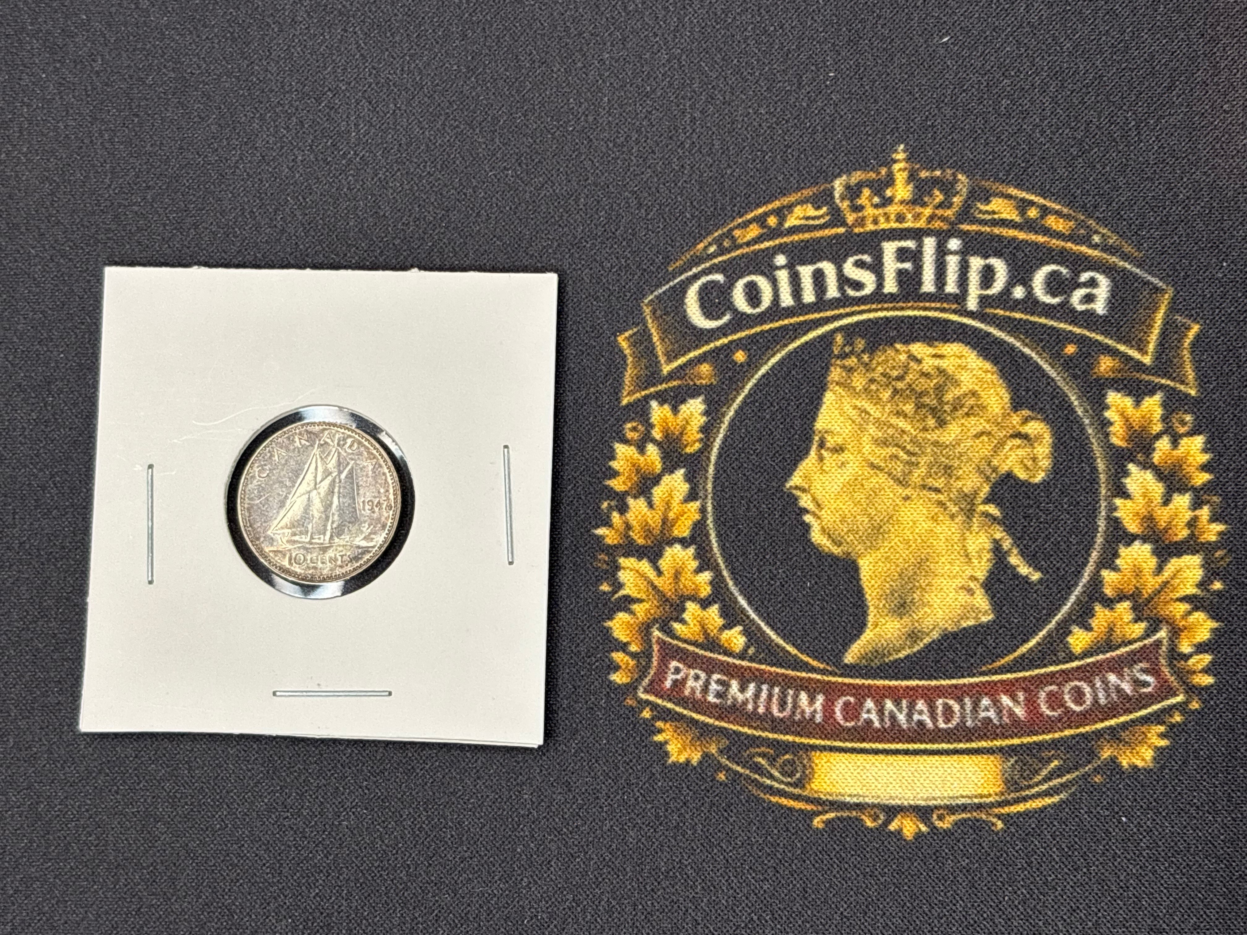 Canadian Silver Coin - 10 cents - 1947 ML MS60