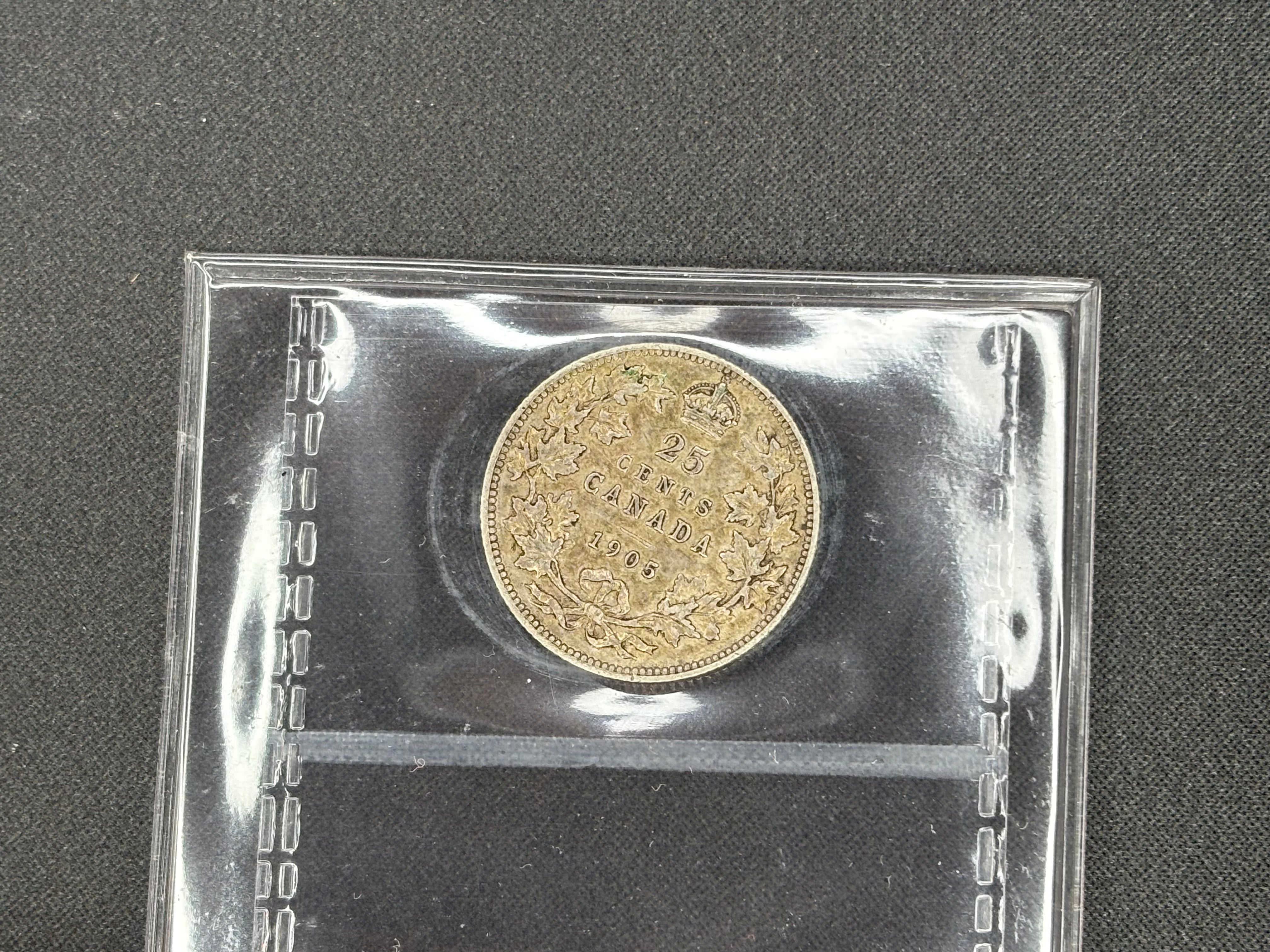 Canadian Silver Coin - 25 cents - 1905 - VF20 ICCS