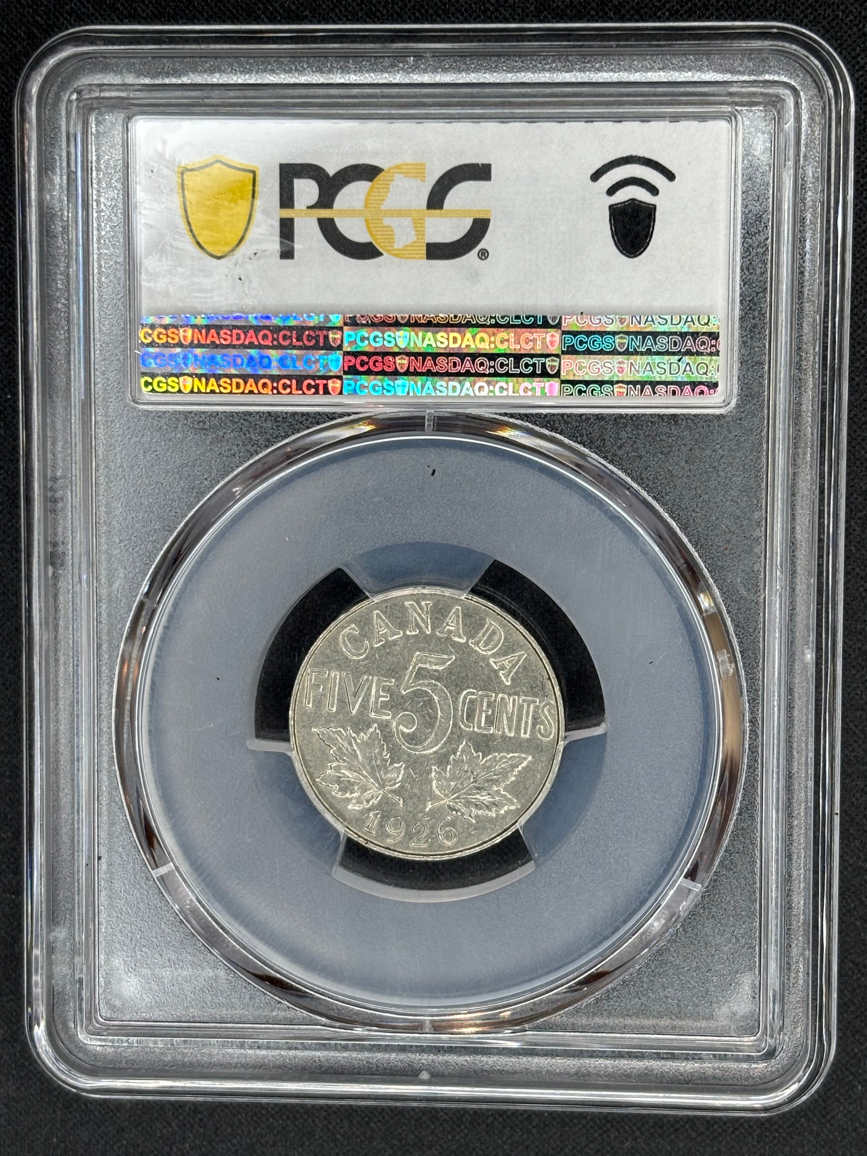 Canadian Nickel Coin - 5 cents - 1926 Far - AU50 PCGS