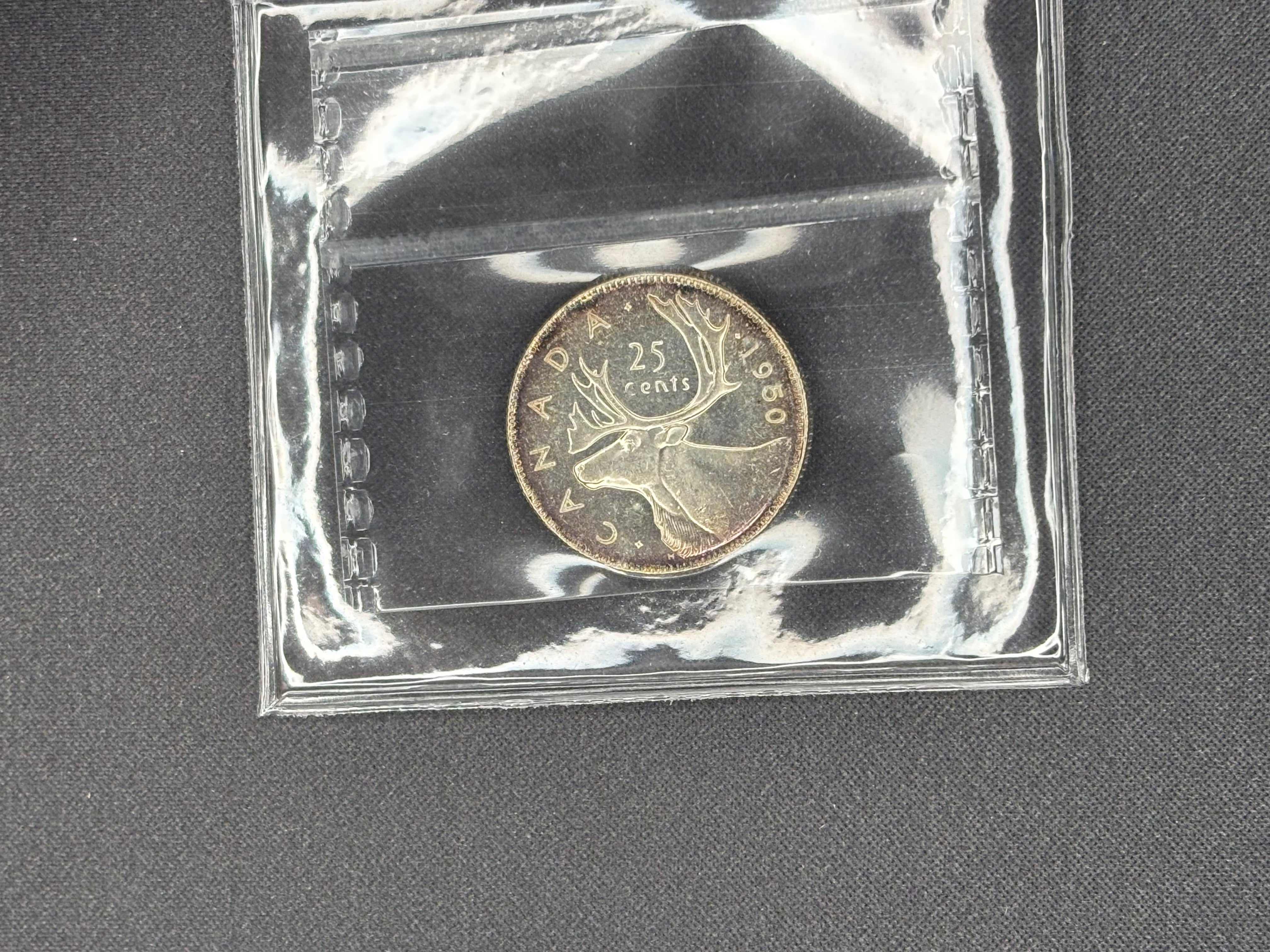 Canada Silver Coin - 25 cents - 1950- MS62 ICCS