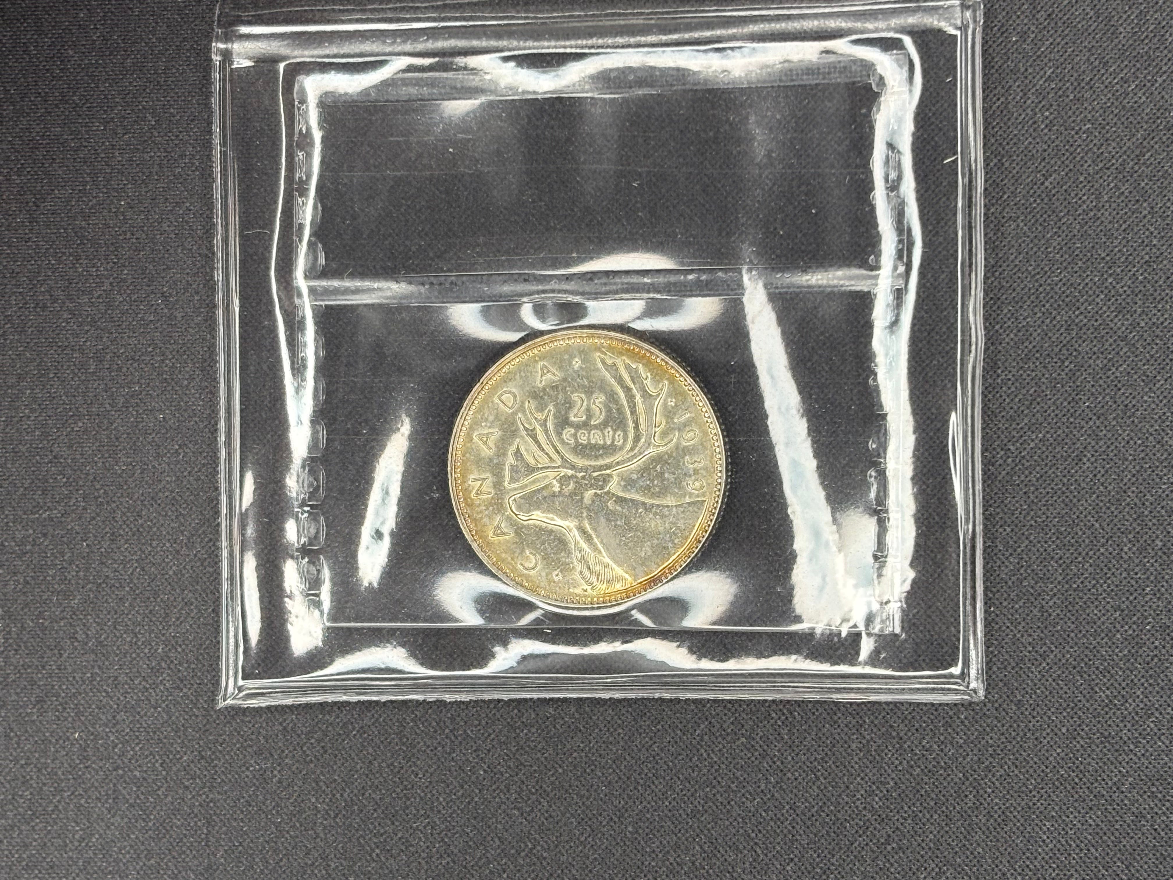 Canada Silver Coin - 25 cents - 1939- EF45 ICCS