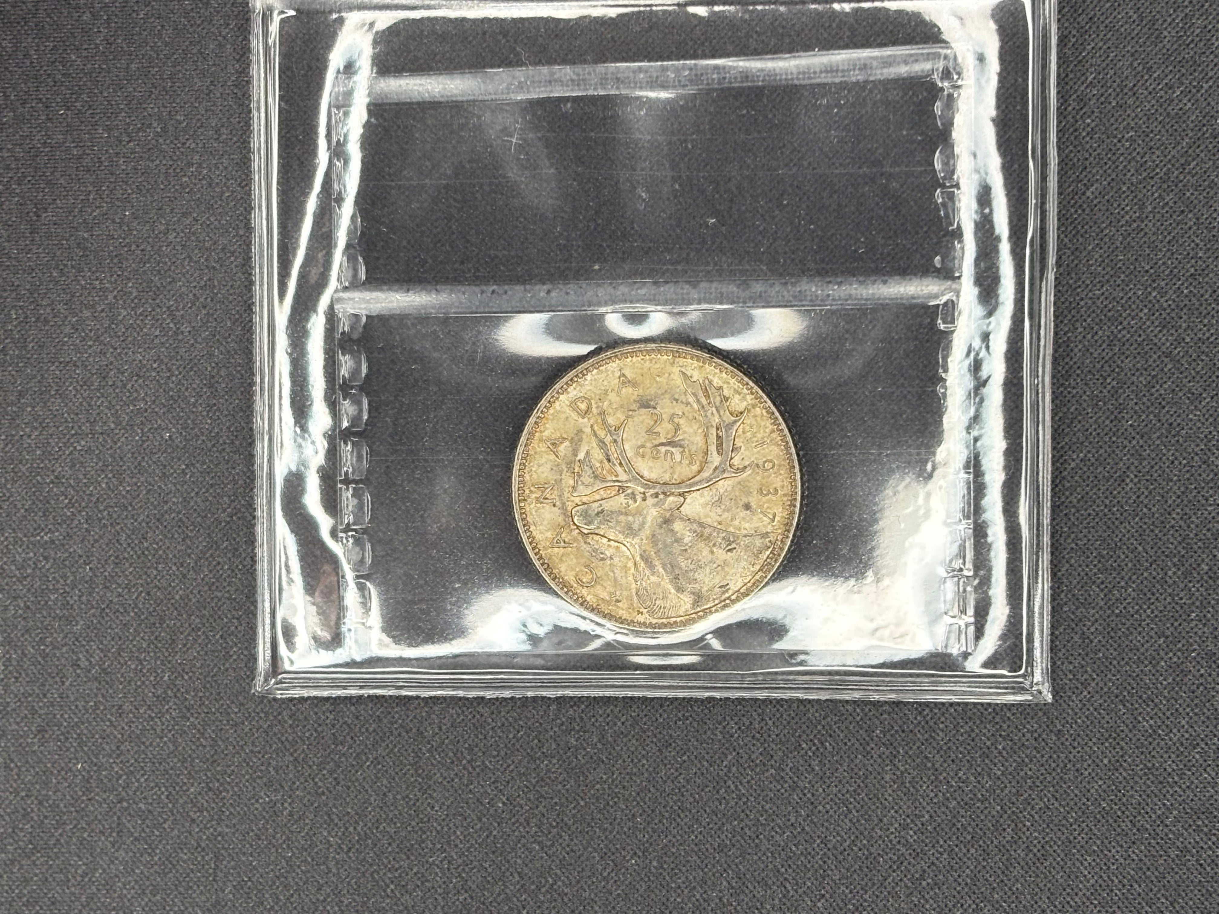 Canada Silver Coin - 25 cents - 1937- MS63 ICCS