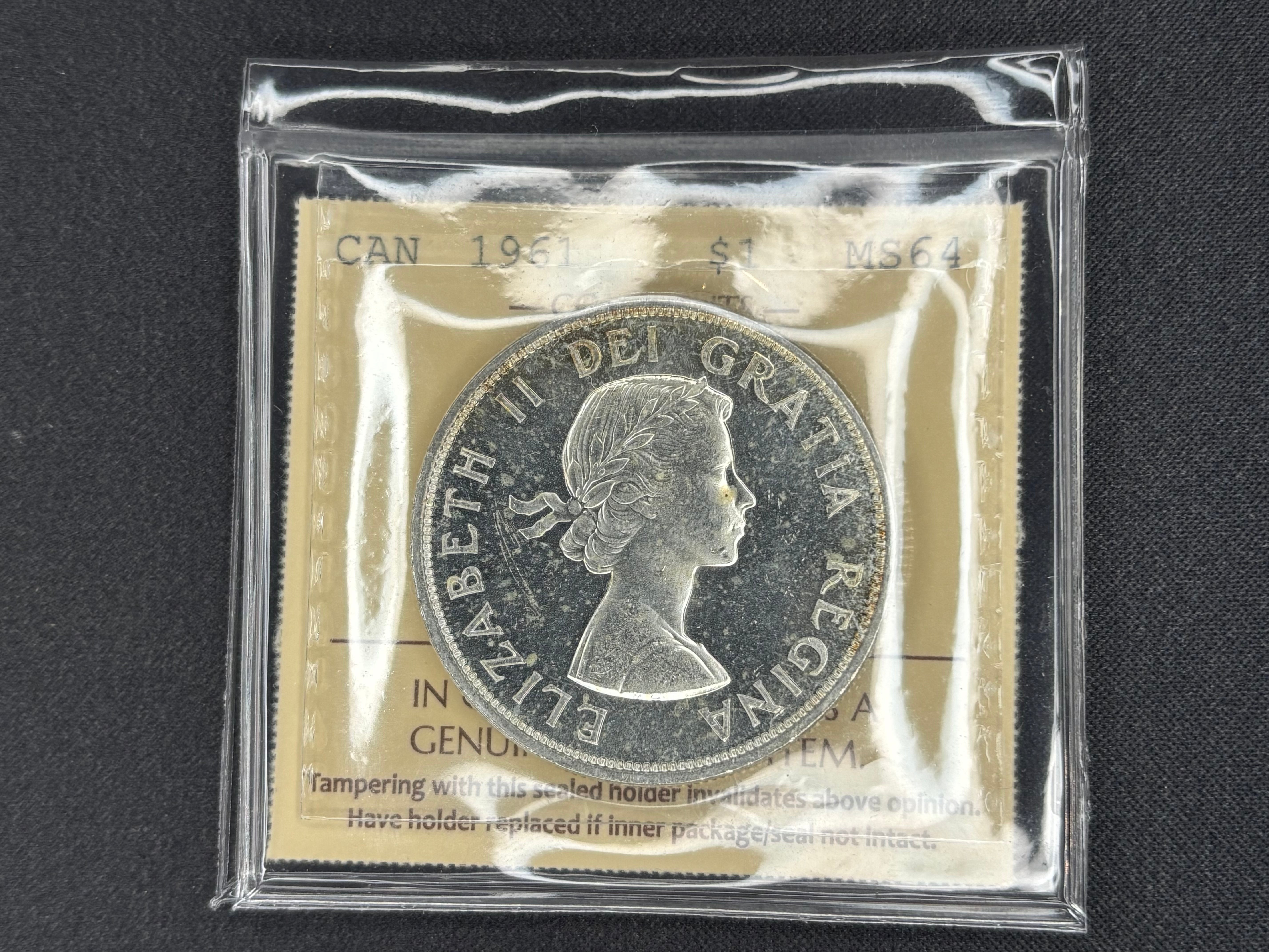 Canada Silver Coin - Dollars - 1961 Arrowhead MS64 ICCS