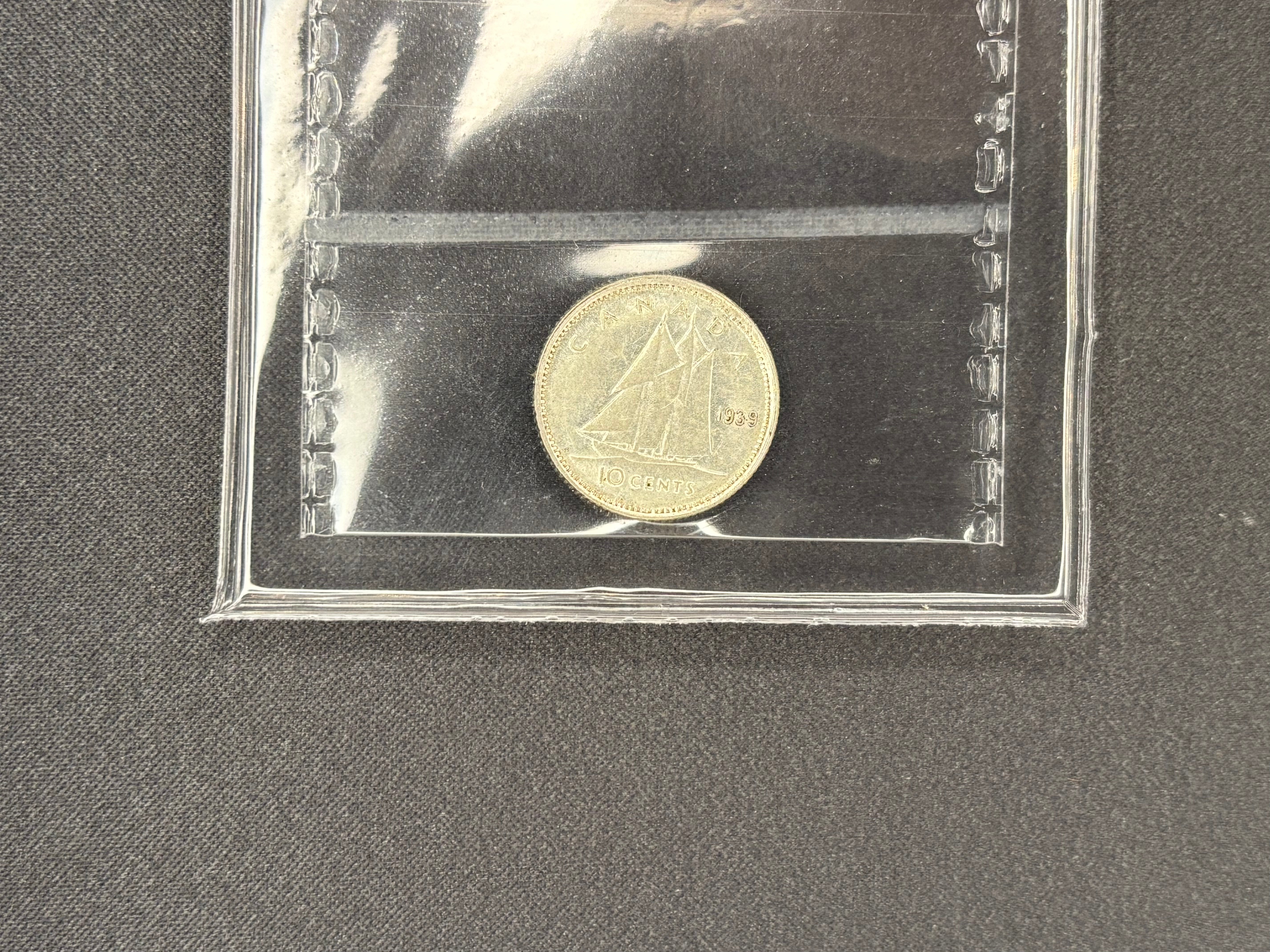 Canada Silver Coin - 10 cents - 1939 Double 9 - MS60 ICCS