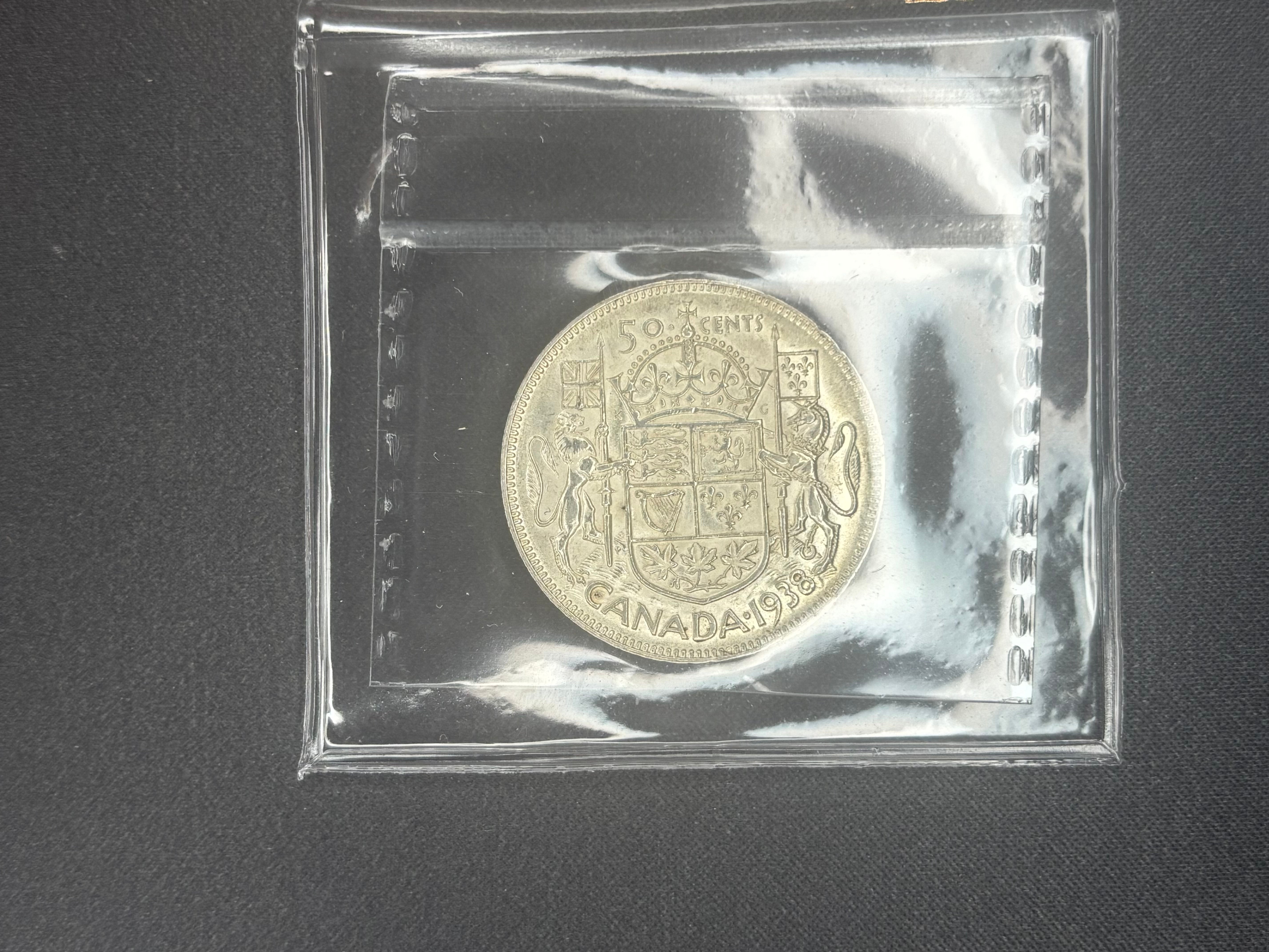 Canada Silver Coin - 50 cents - 1938 EF45 ICCS
