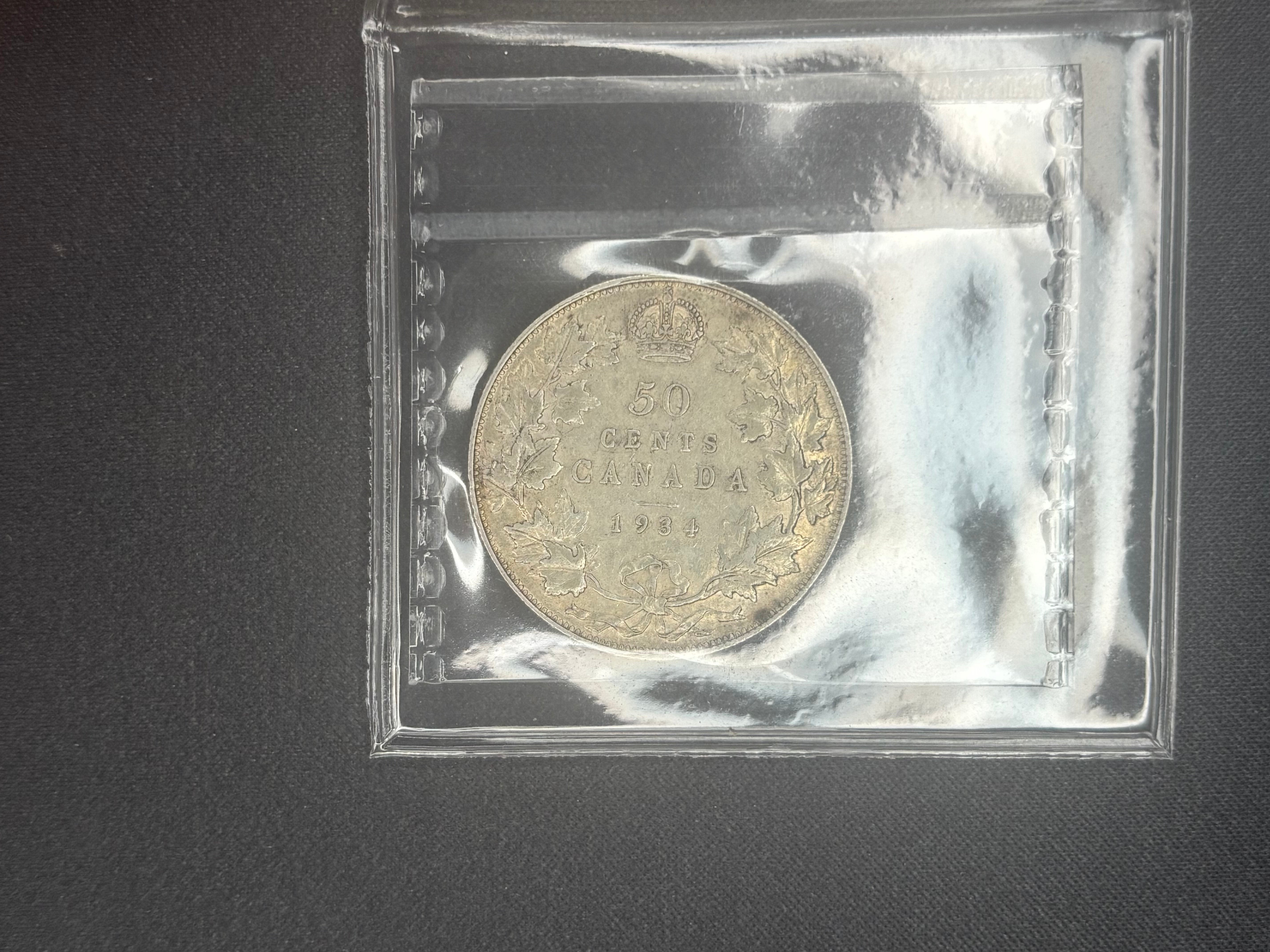 Canada Silver Coin - 50 cents - 1934 - VF30 ICCS