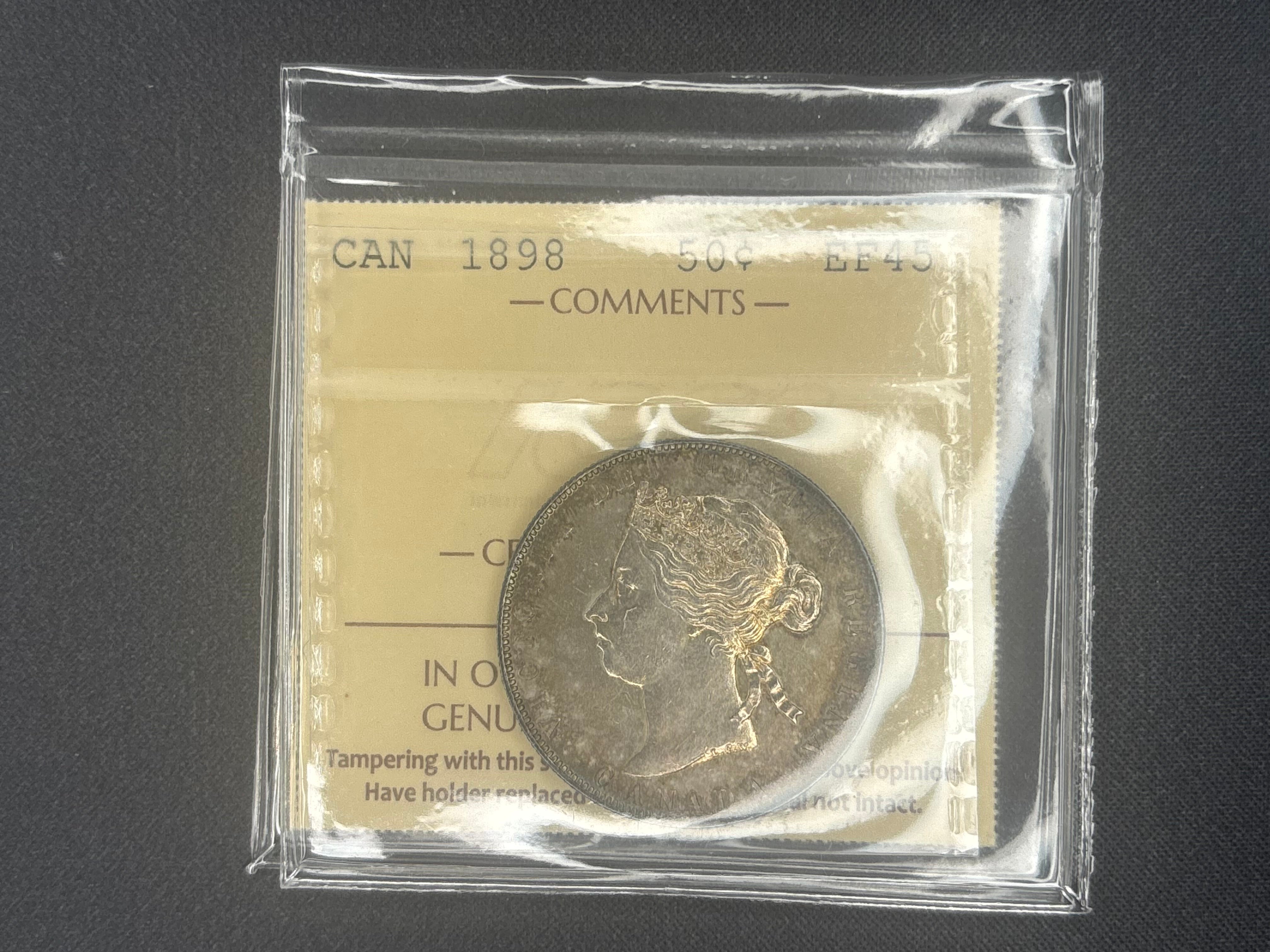 Canada Silver Coin - 50 cents - 1898 - EF45 ICCS
