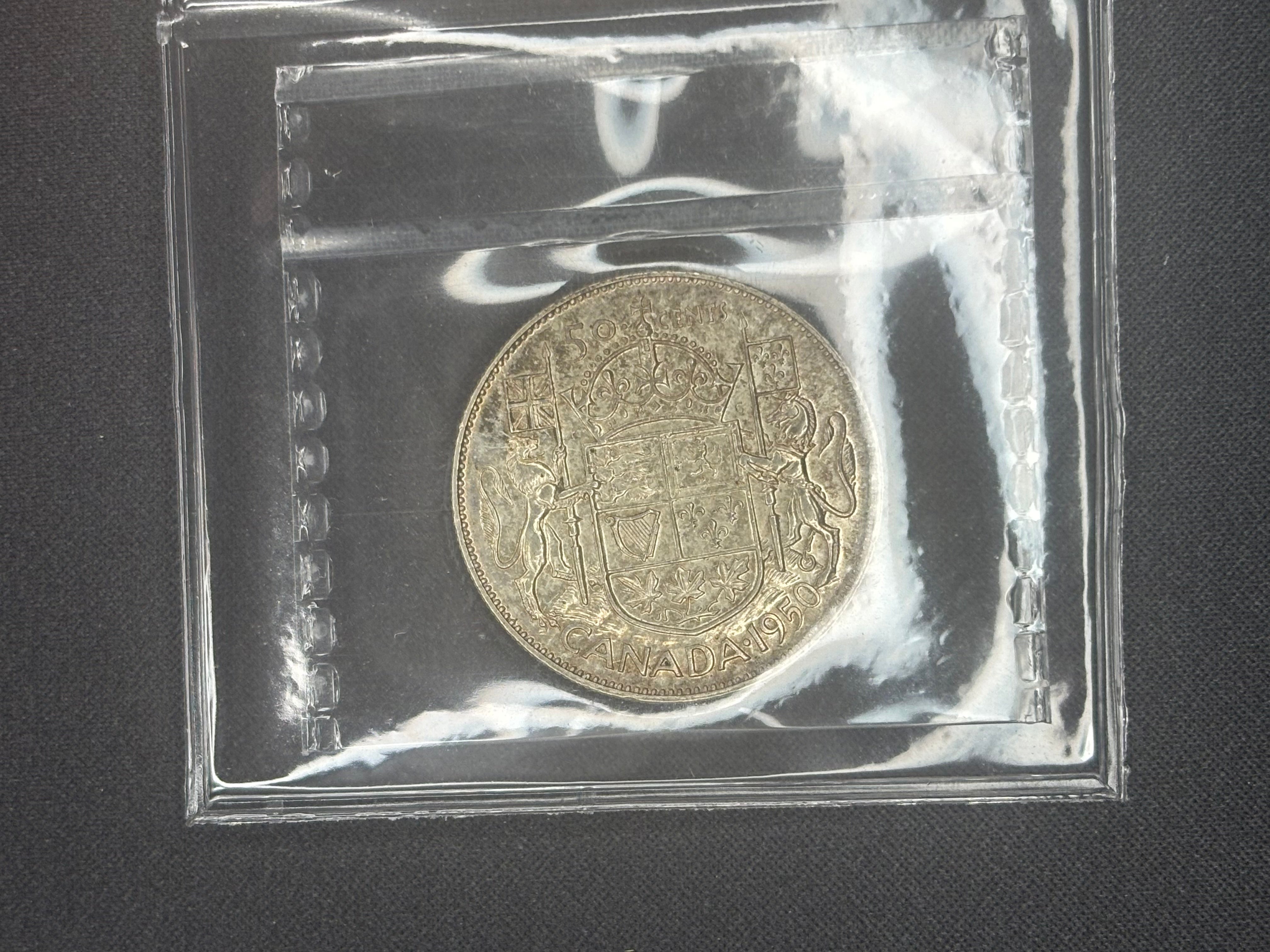 Canada Silver Coin - 50 cents -1950 No Design - EF40 ICCS