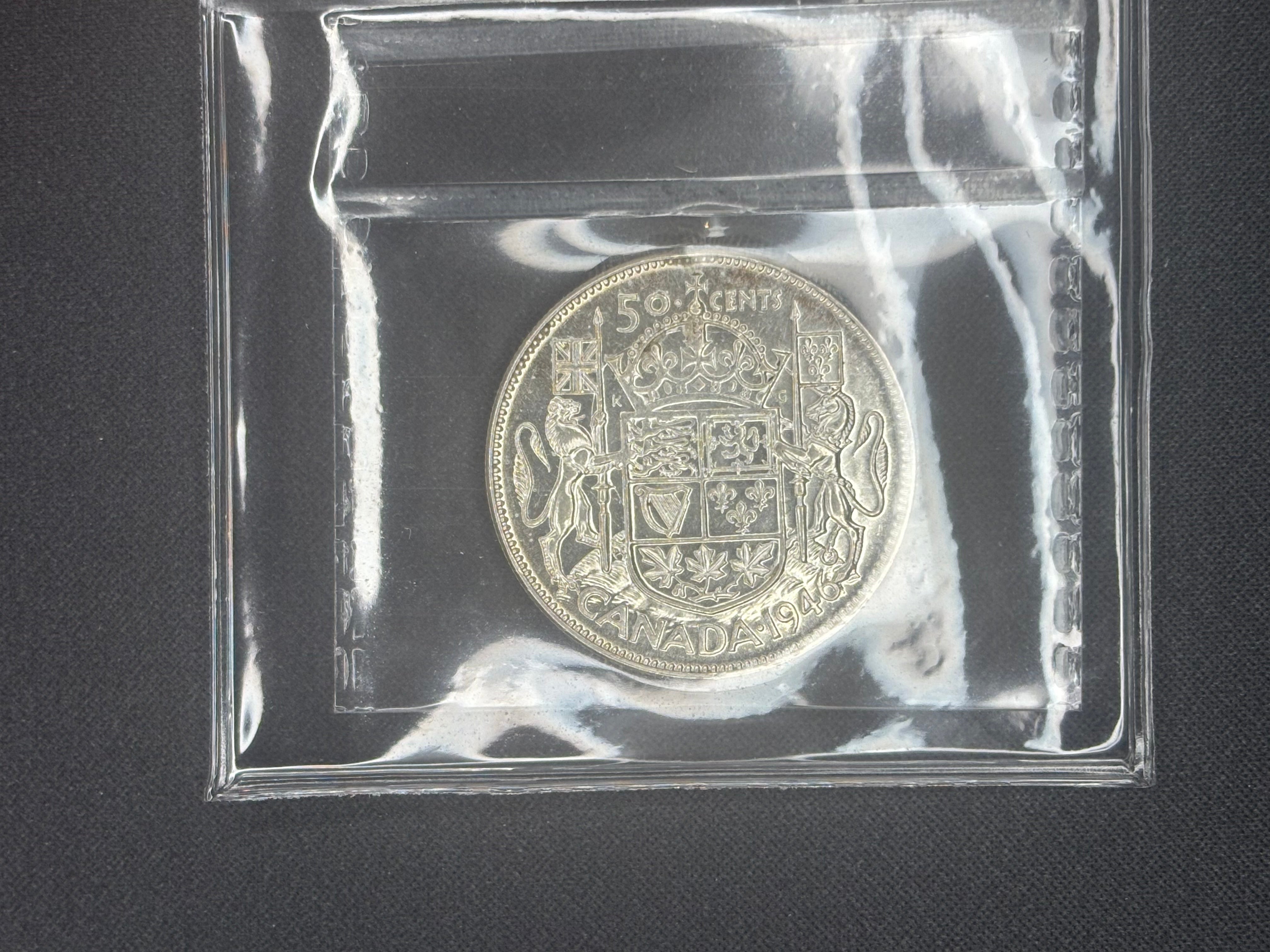 Canada Silver Coin - 50 cents -1946 - EF45 ICCS