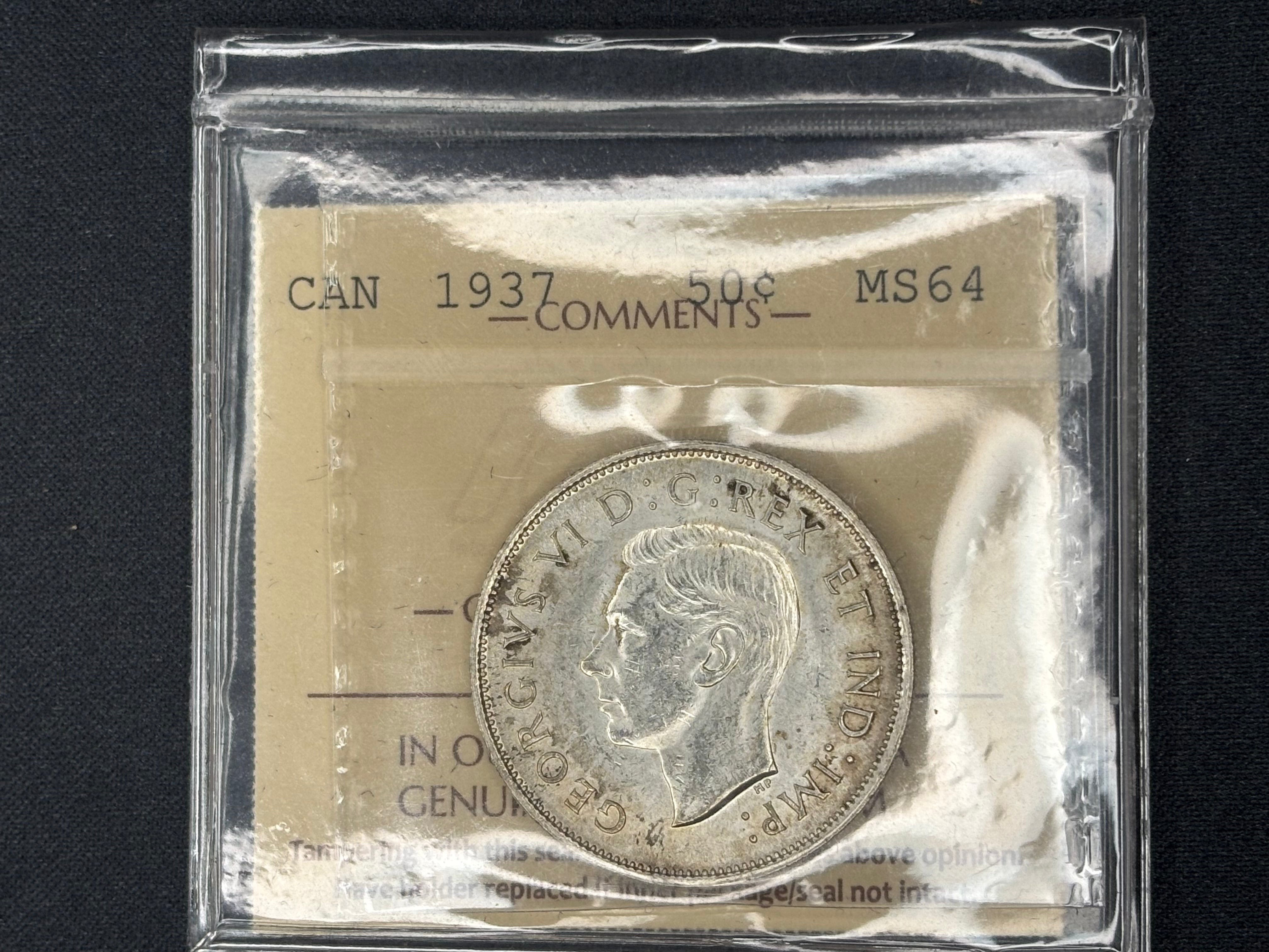 Canadian Coin - 50 cents - 1937 - MS64 ICCS