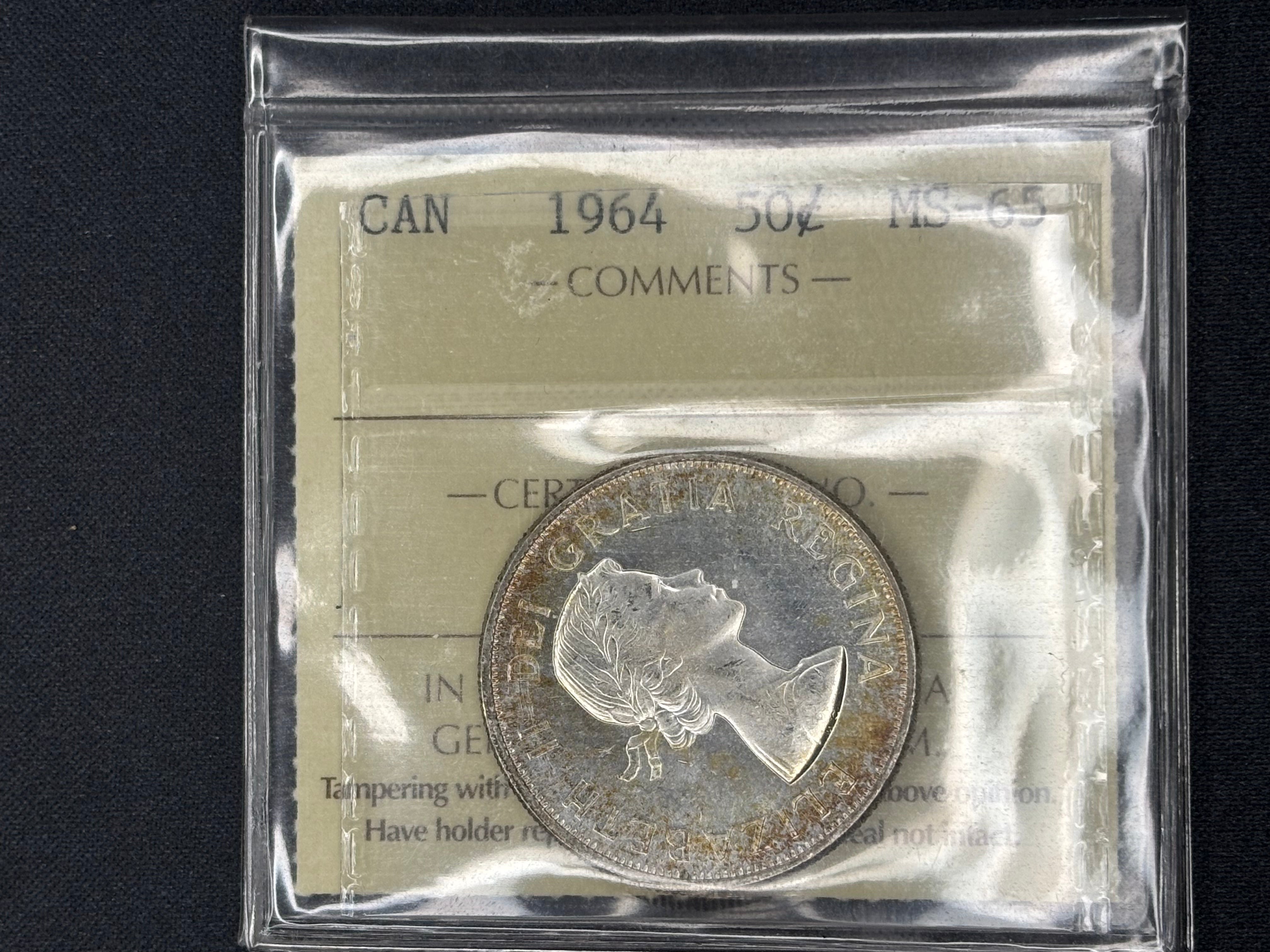 Canada Silver Coin - 50 cents -1964 - MS65 ICCS