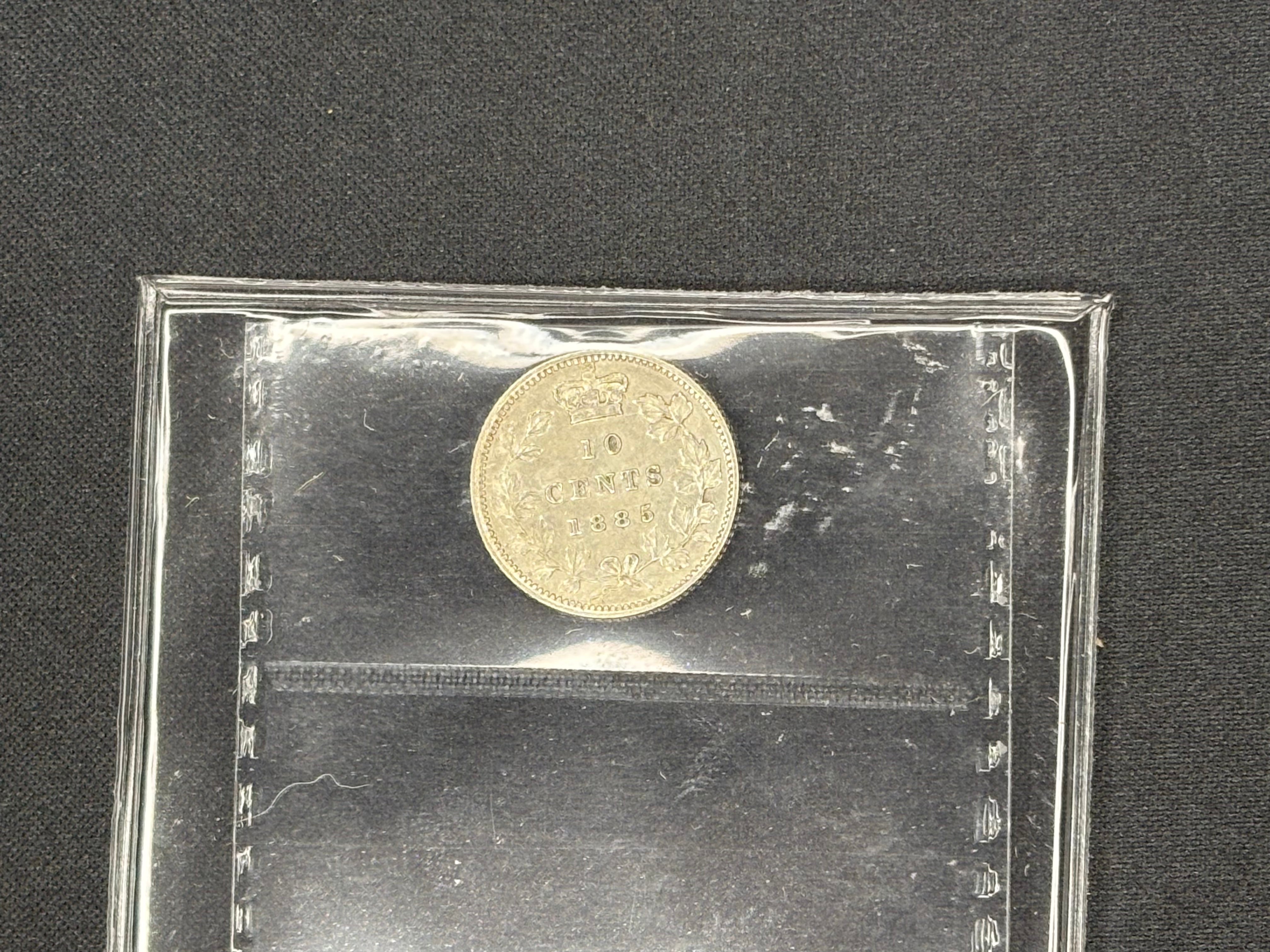 Canadian Silver Coin - 10 cents - 1885 Obv. 4 VF30 ICCS