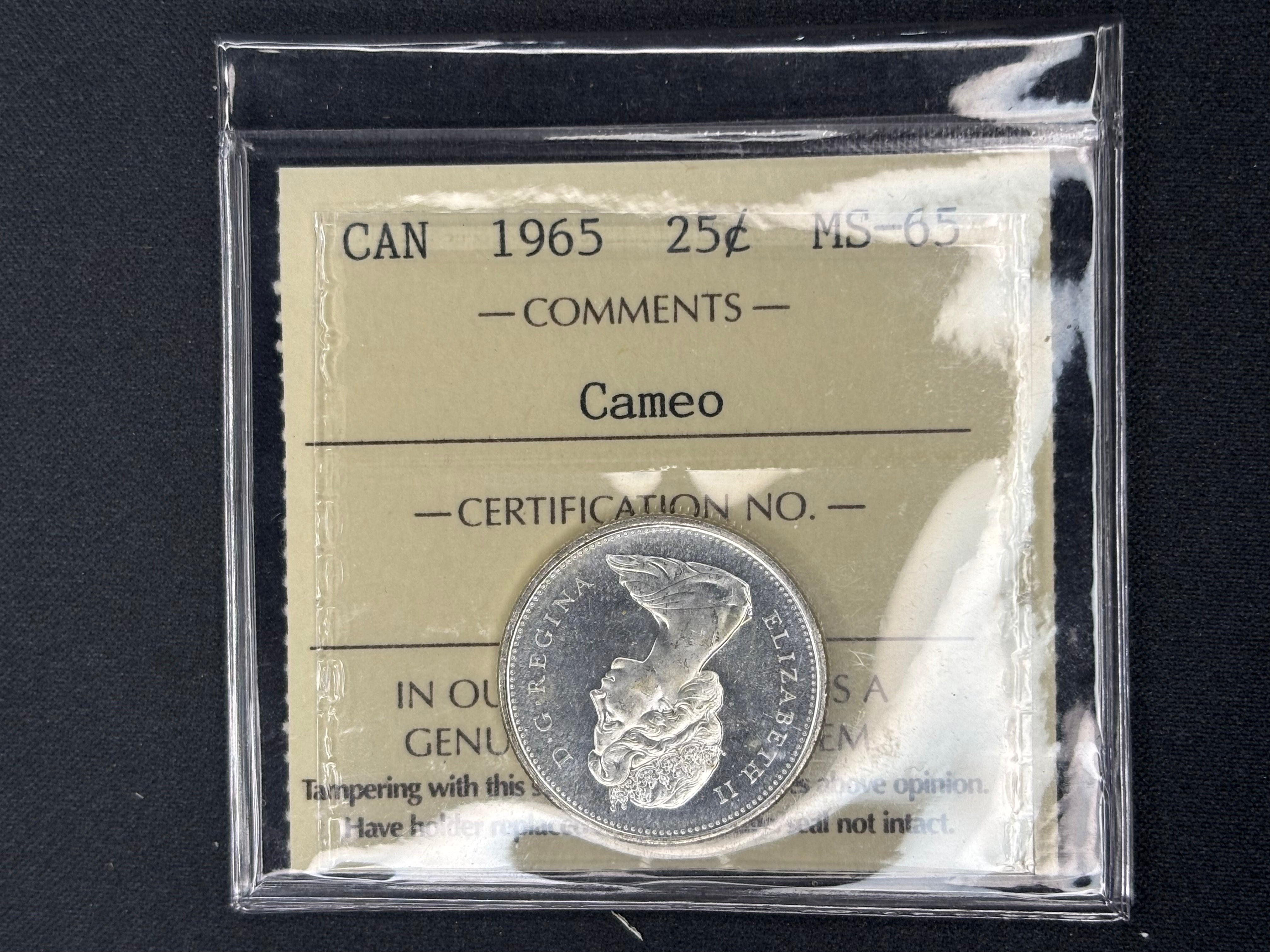Canadian Silver Coin - 25 cent - 1965 MS65