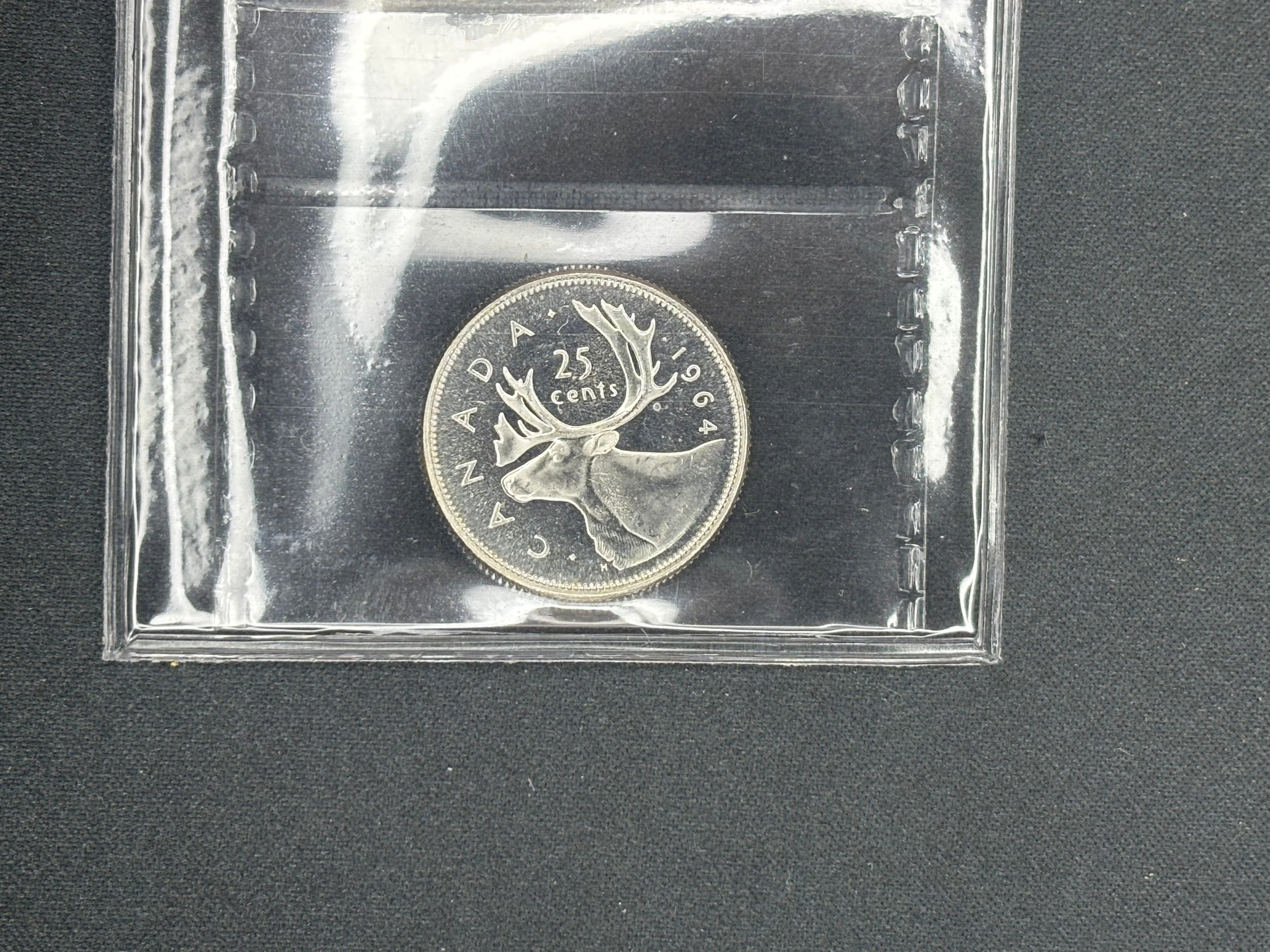 Canadian Silver Coin - 25 cents - 1964 - PL65 ICCS