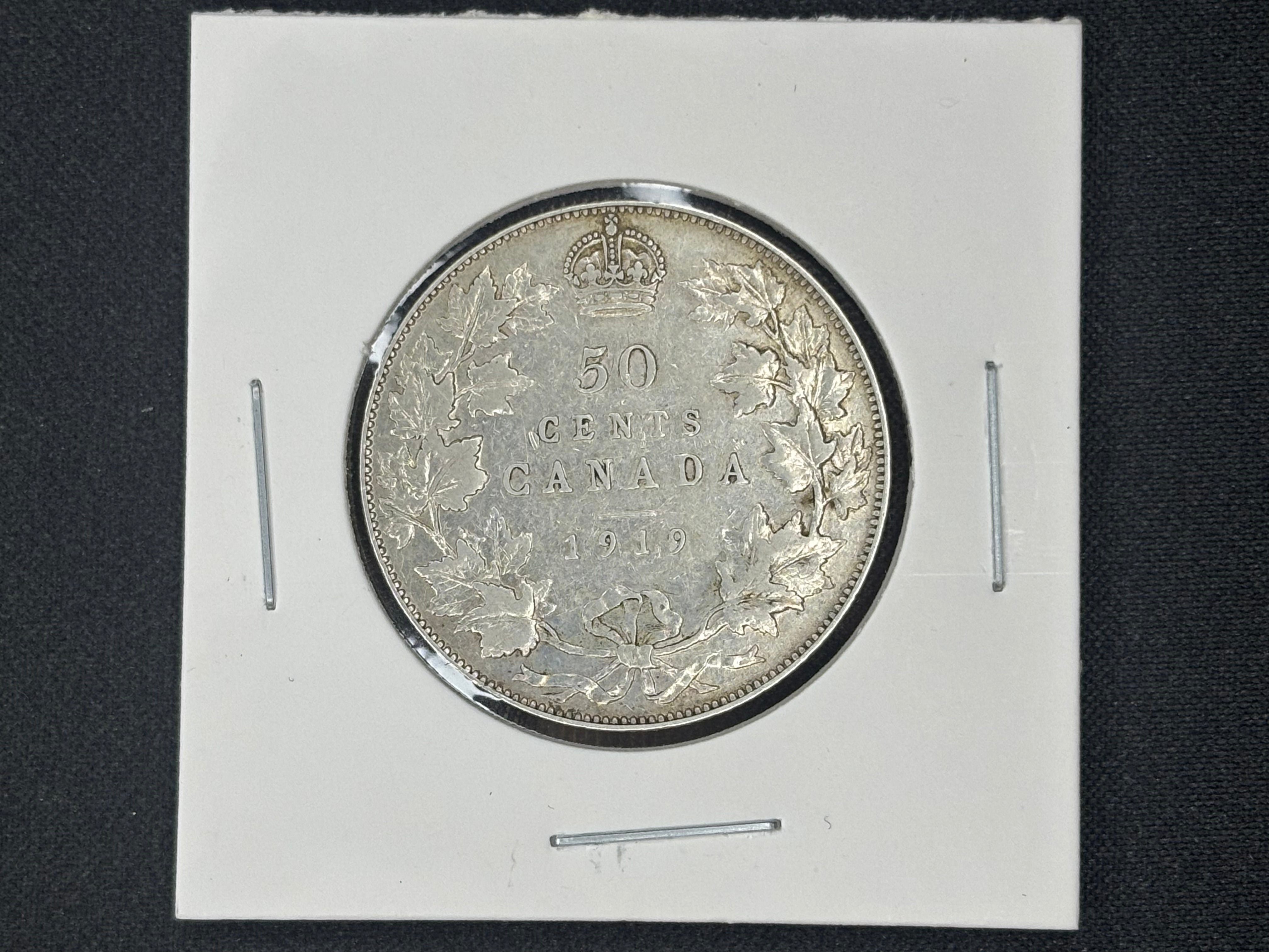 Canada Silver Coin - 50 cents - 1919 Raw