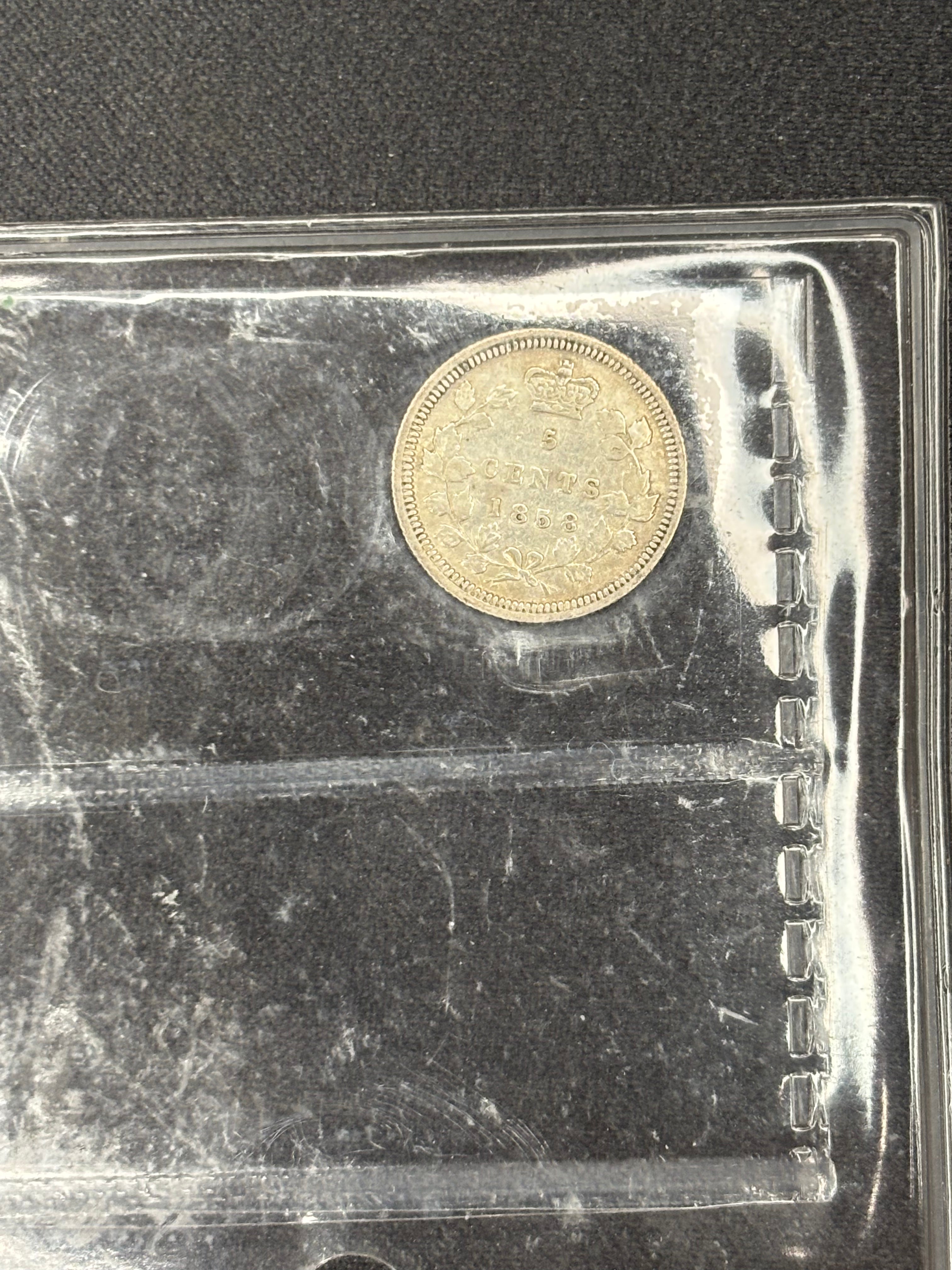 Canadian Silver Coin - 5 cents - 1858 LD - F15 ICCS