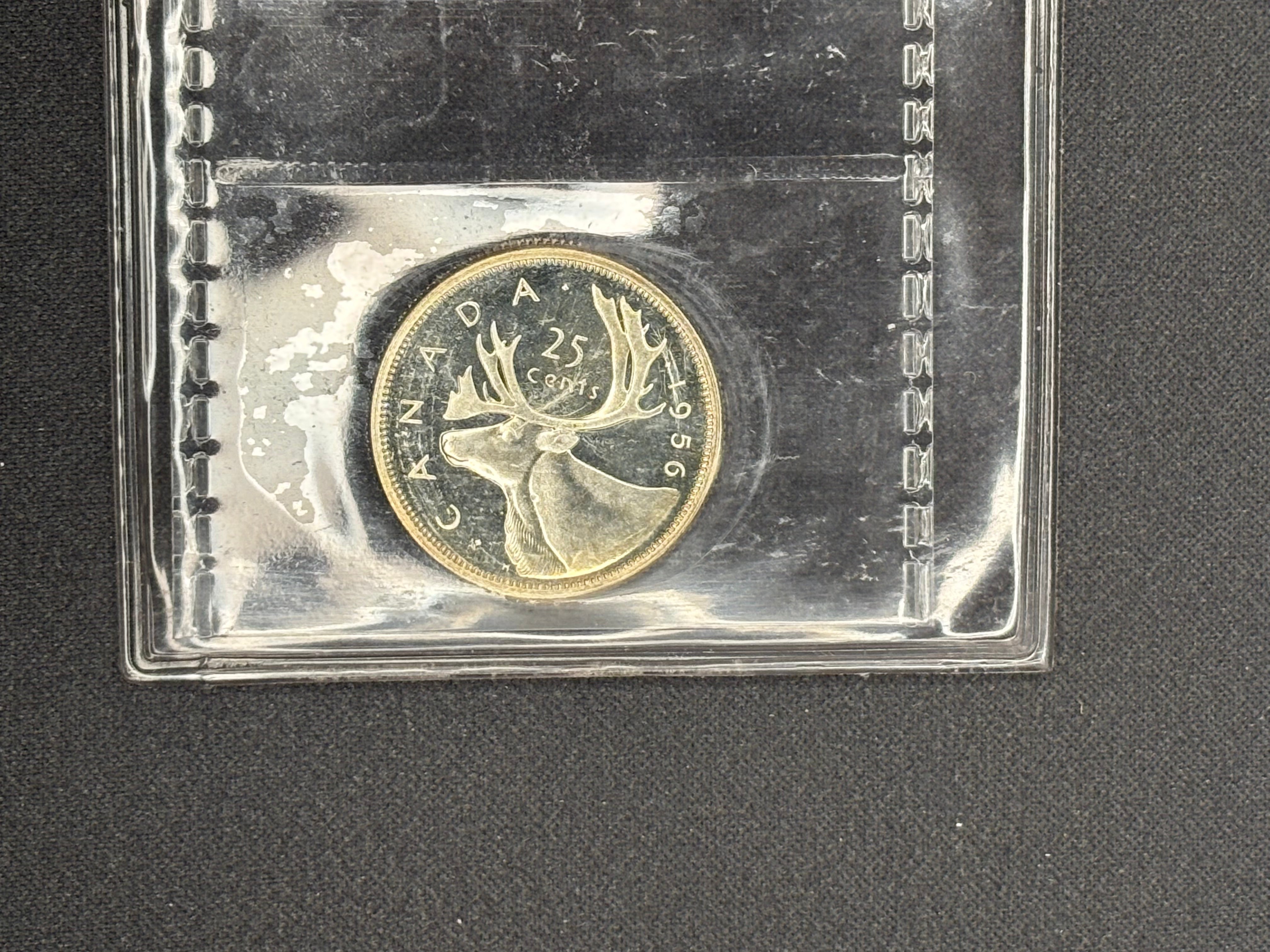 Canadian Silver Coin - 25 cents - 1956 Cameo - PL65 ICCS