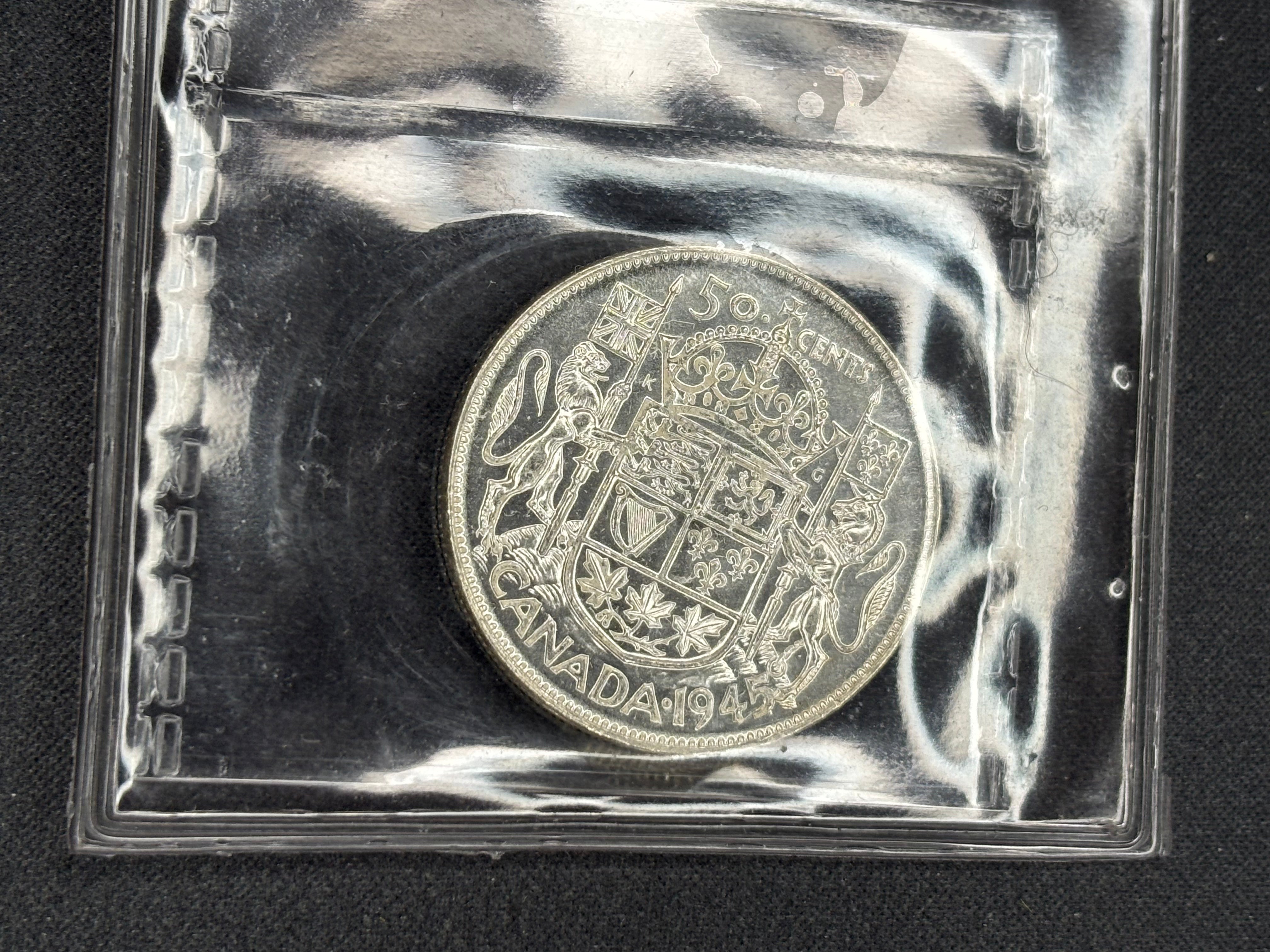 Canadian Silver Coin - 50 cents - 1945 - MS64 ICCS