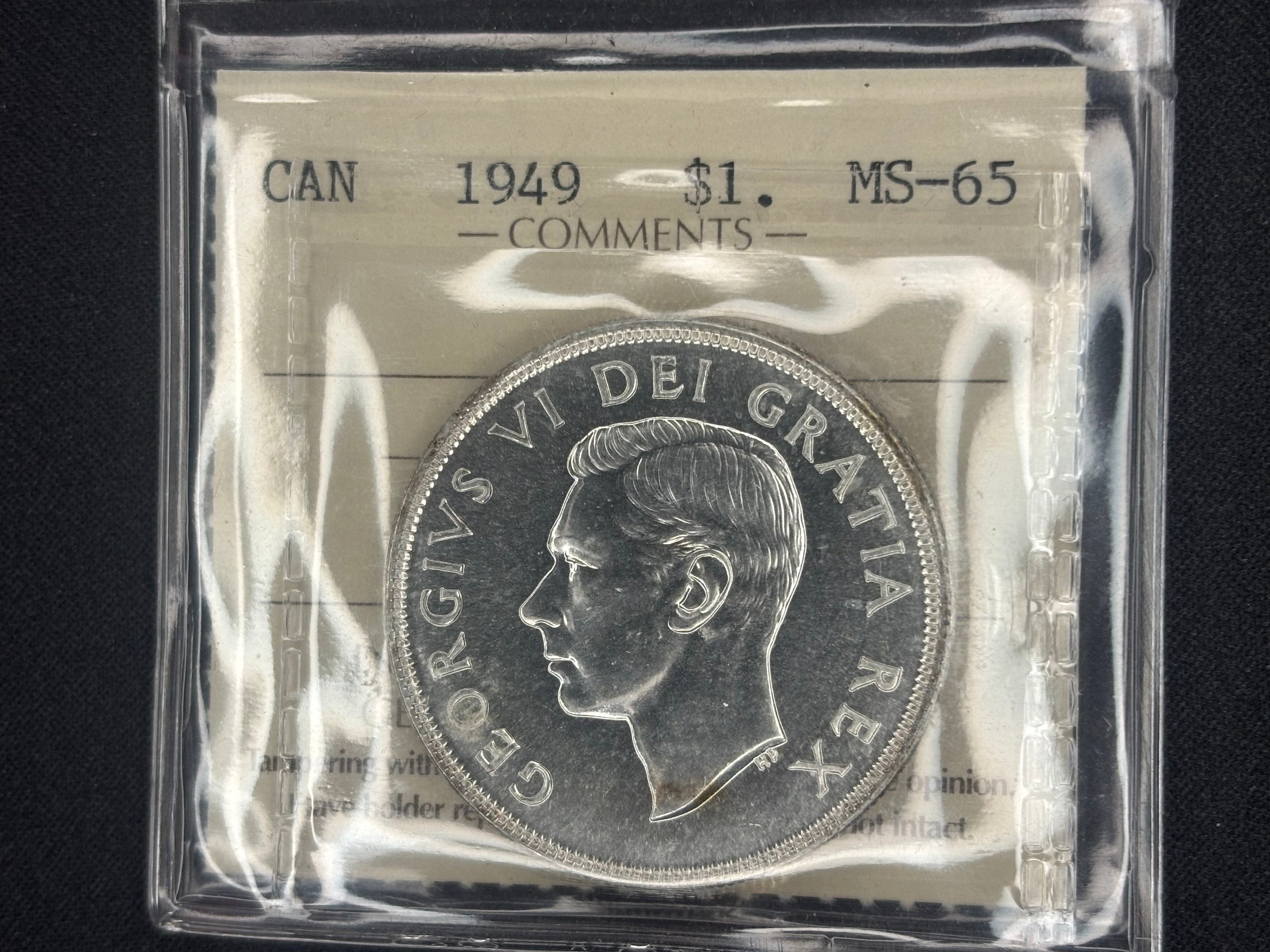 Canadian Silver Coin - Dollar - 1949 - MS65 ICCS