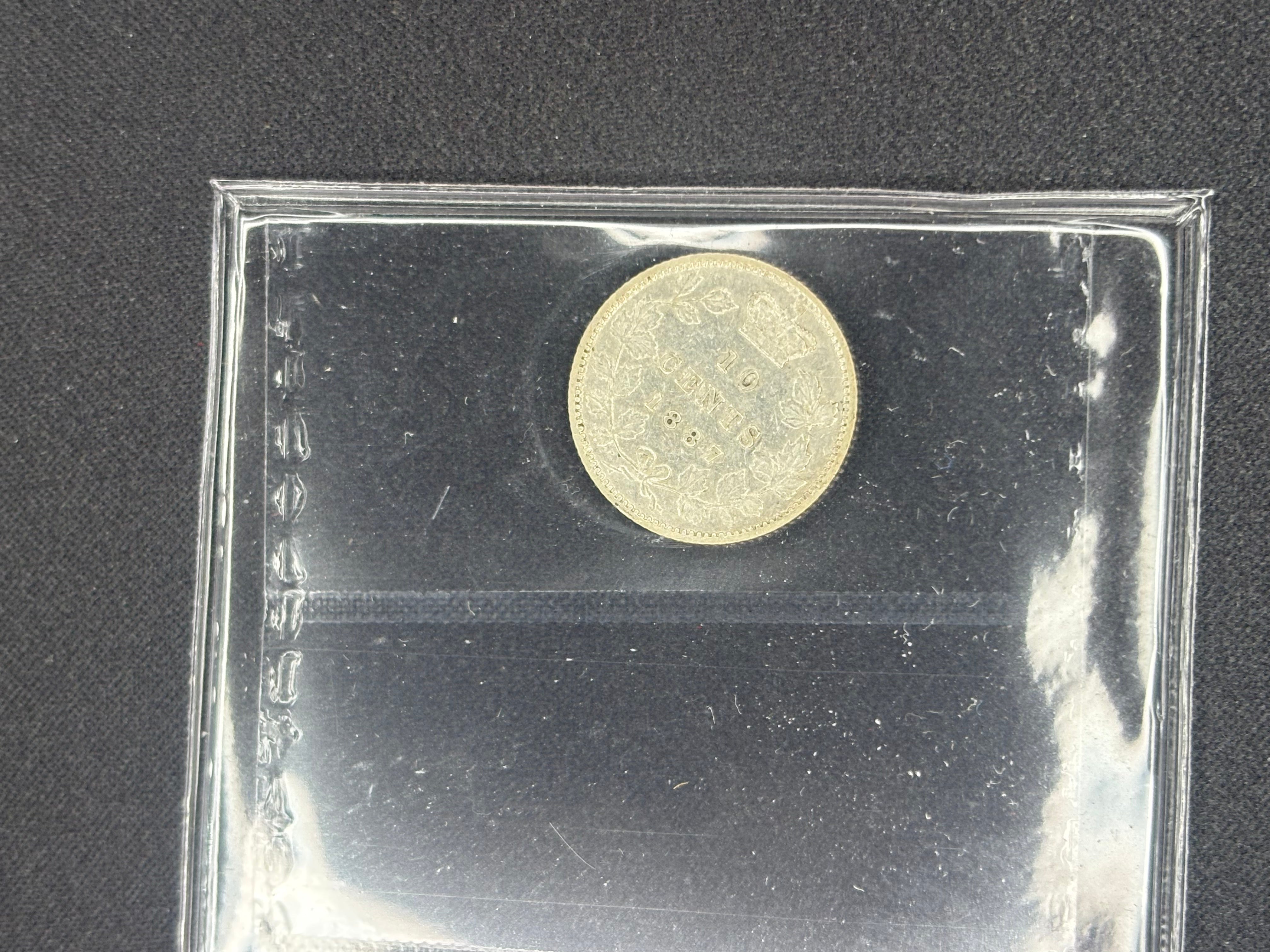 Canadian Silver Coin - 10 cents - 1887 - VF30 ICCS