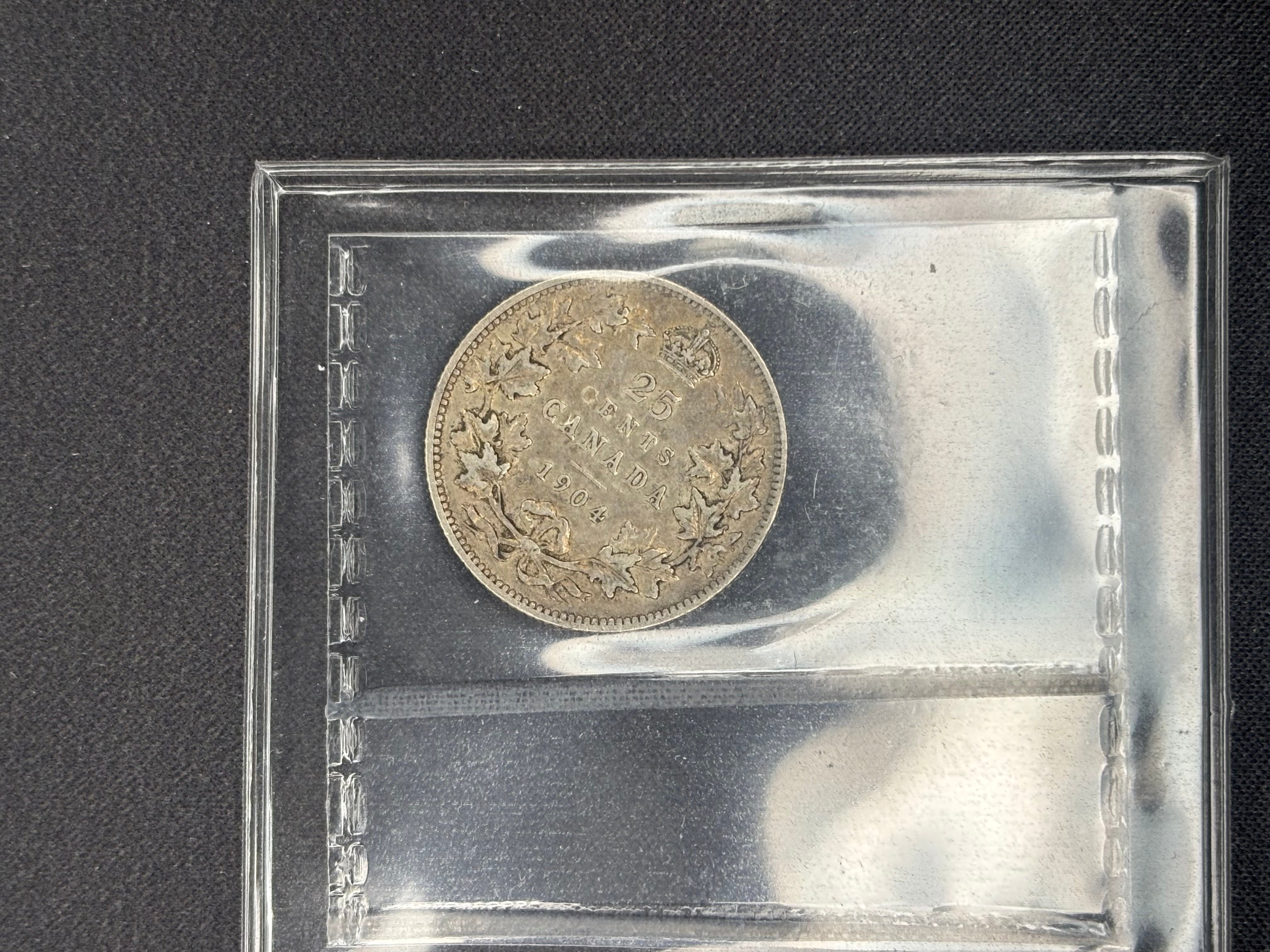 Canadian Silver Coin - 25 cents - 1904 - F15 ICCS