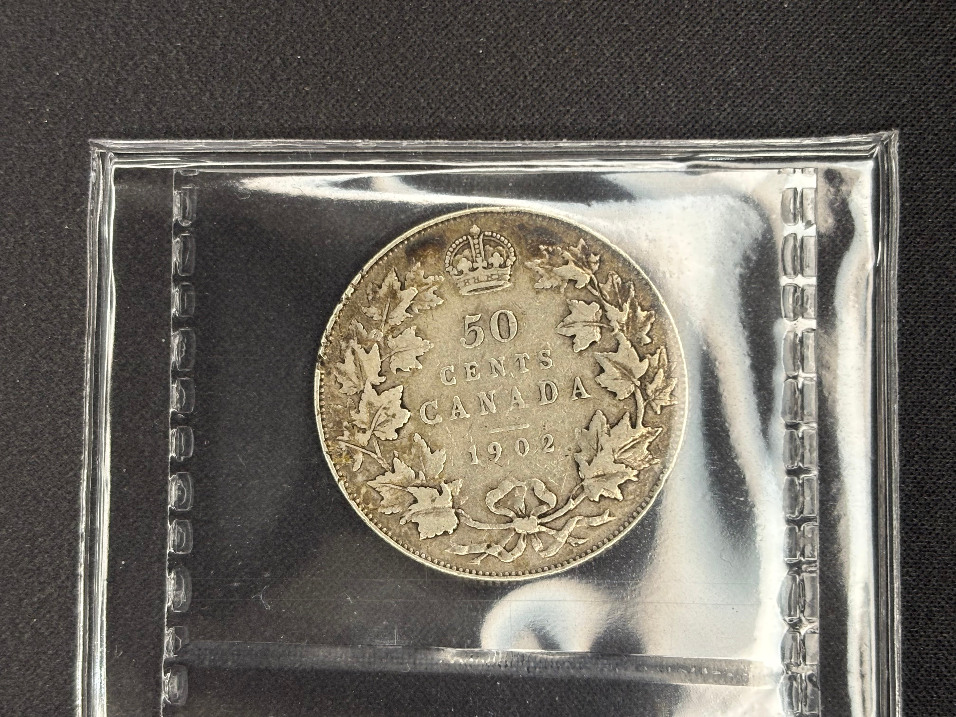 Canadian Silver Coin - 50 cents - 1902 - VF20 ICCS