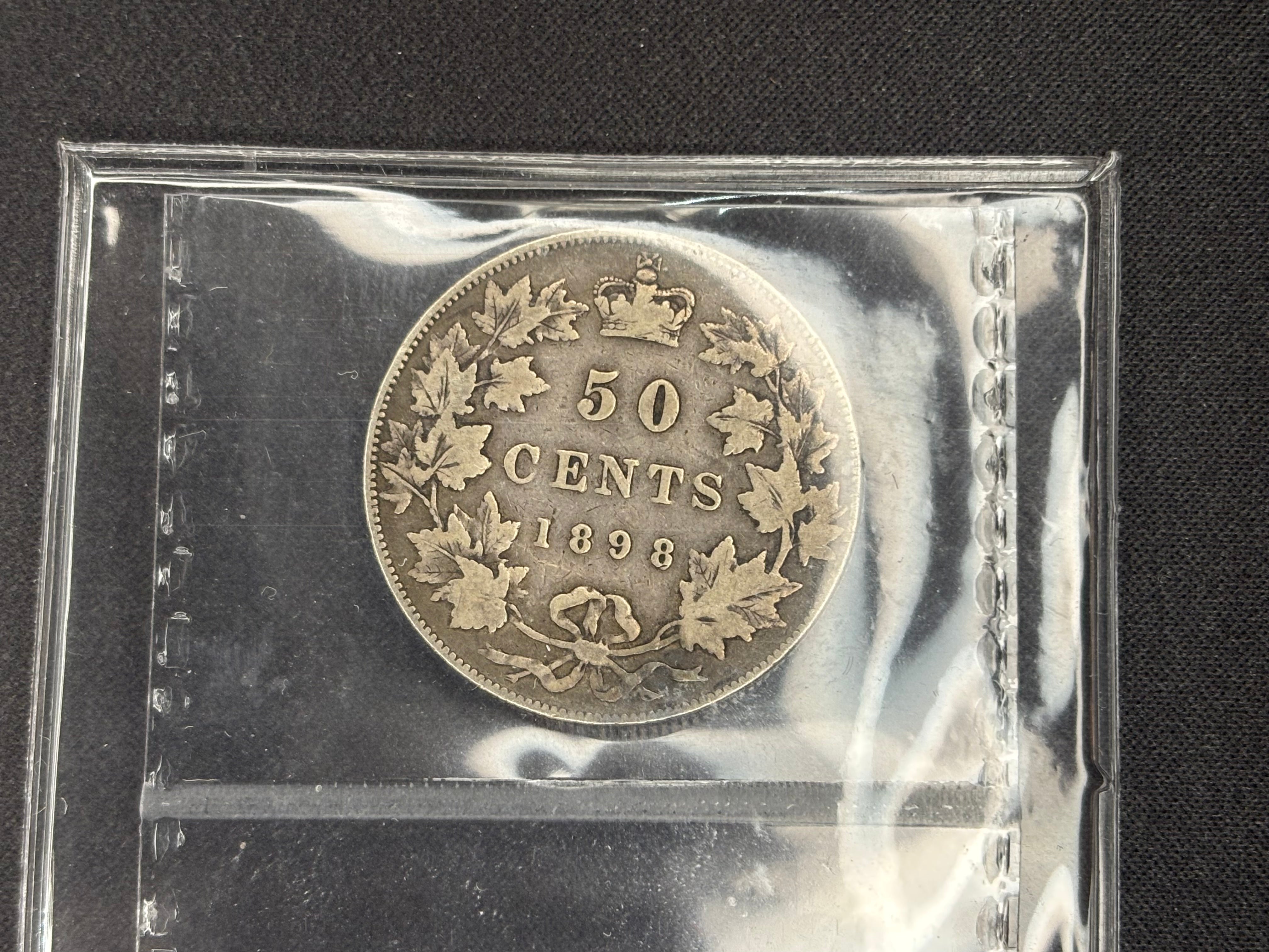 Canadian Silver Coin - 50 cents - 1898 - VG8 ICCS