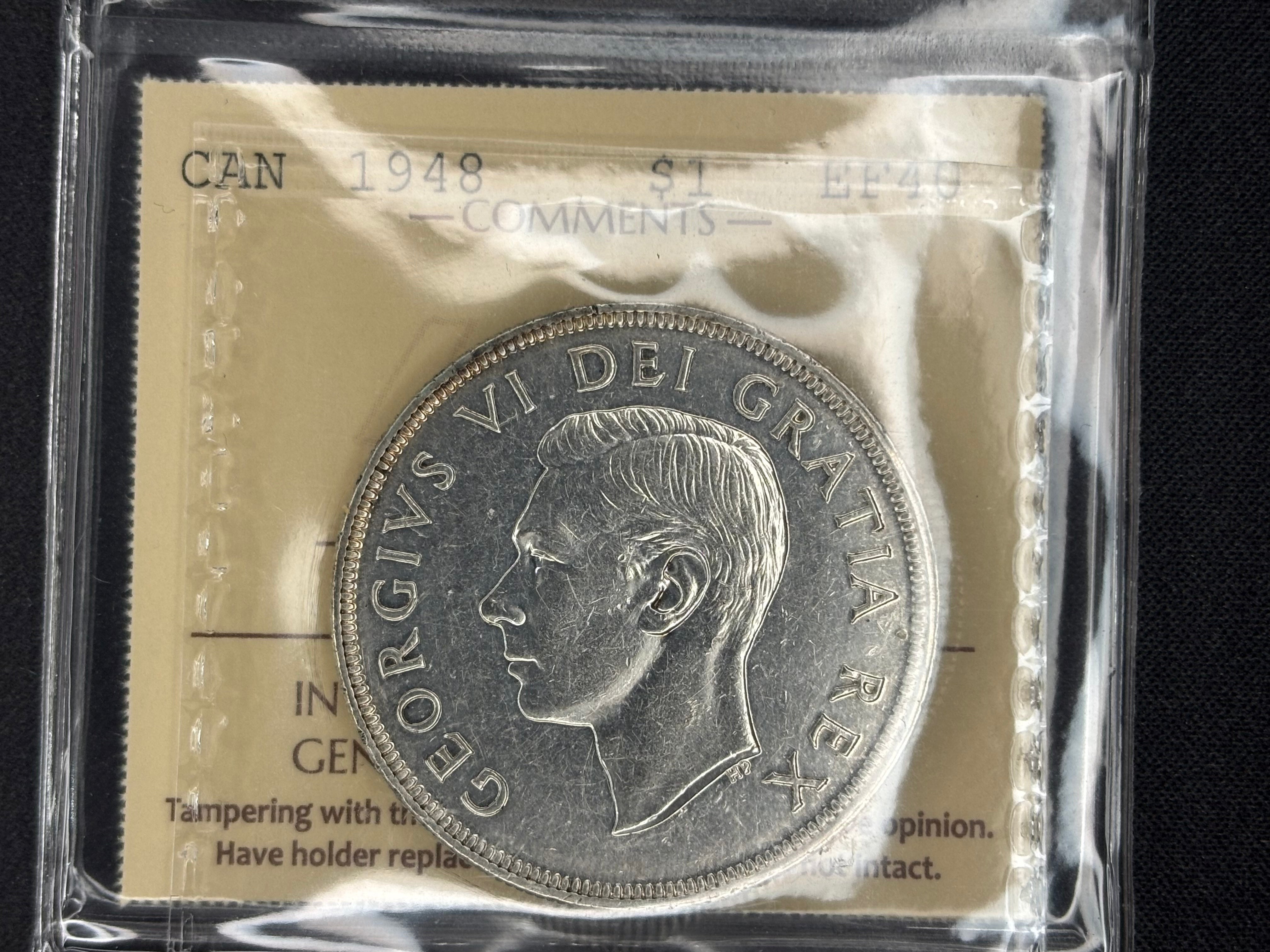 Canadian Silver Coin - Dollar - 1948 - EF40 ICCS