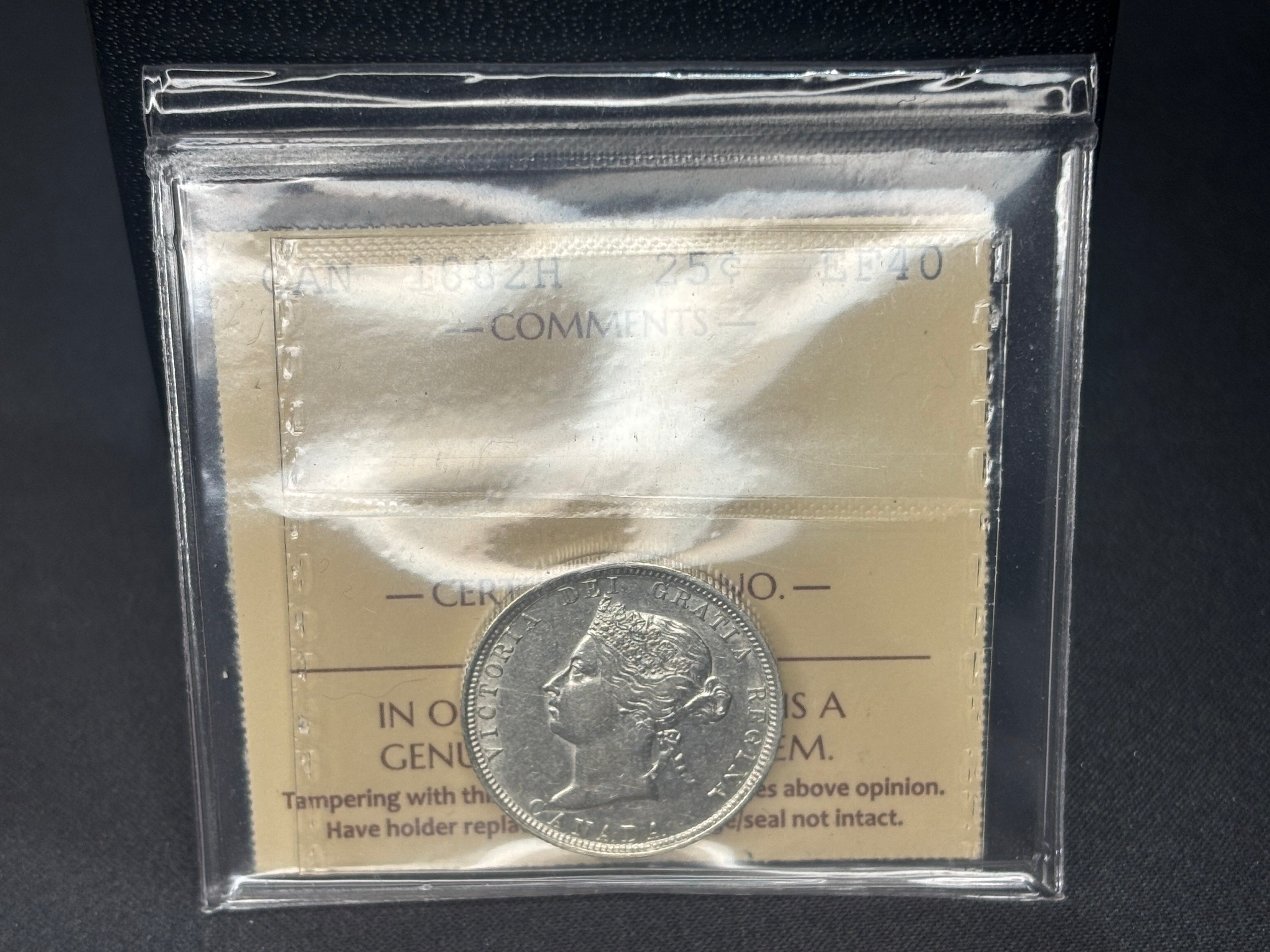 Canadian Silver Coin - 25 cents - 1882H - EF40 ICCS