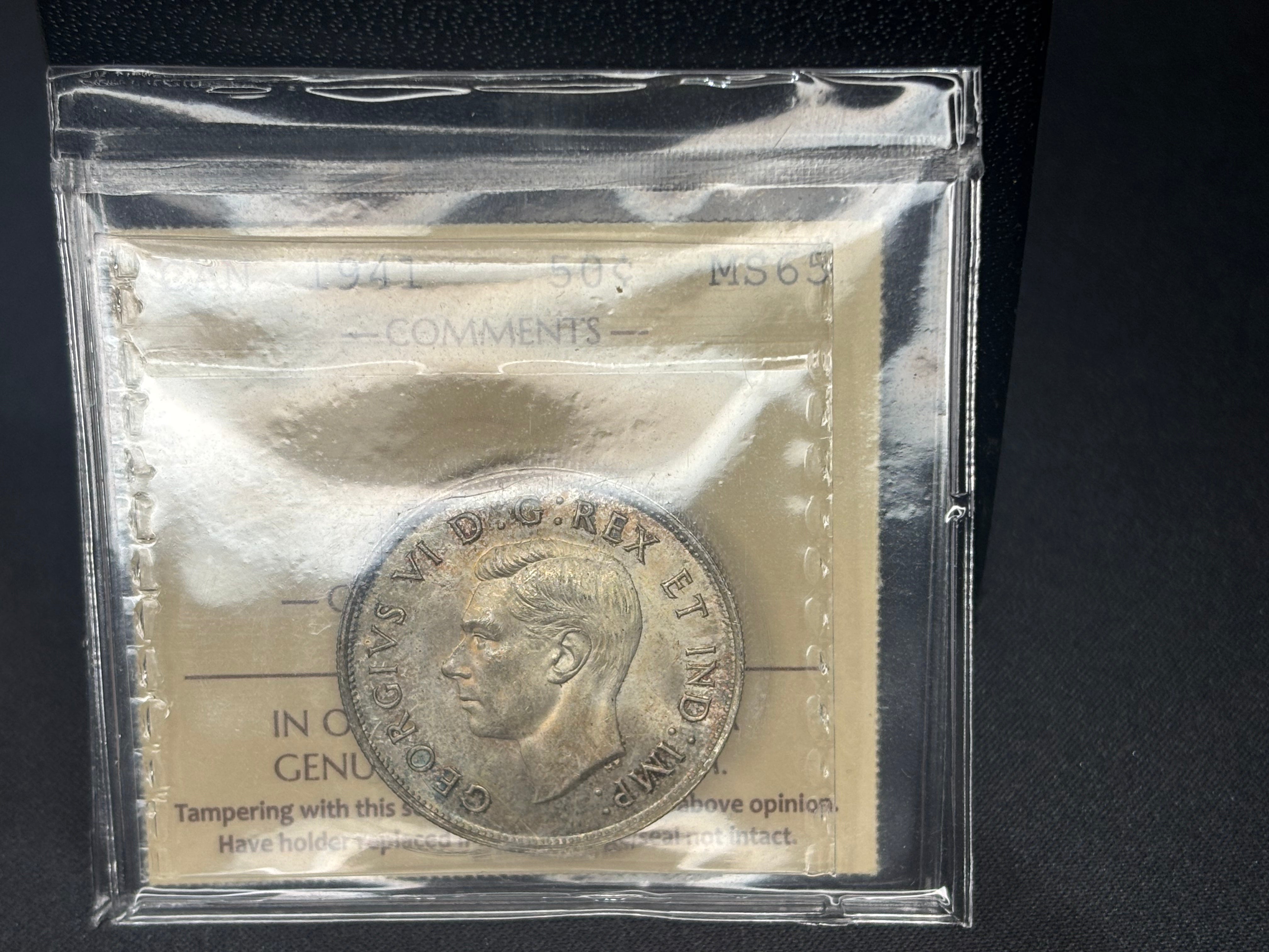 Canada Silver Coin - 50 cents - 1941 - MS65 ICCS