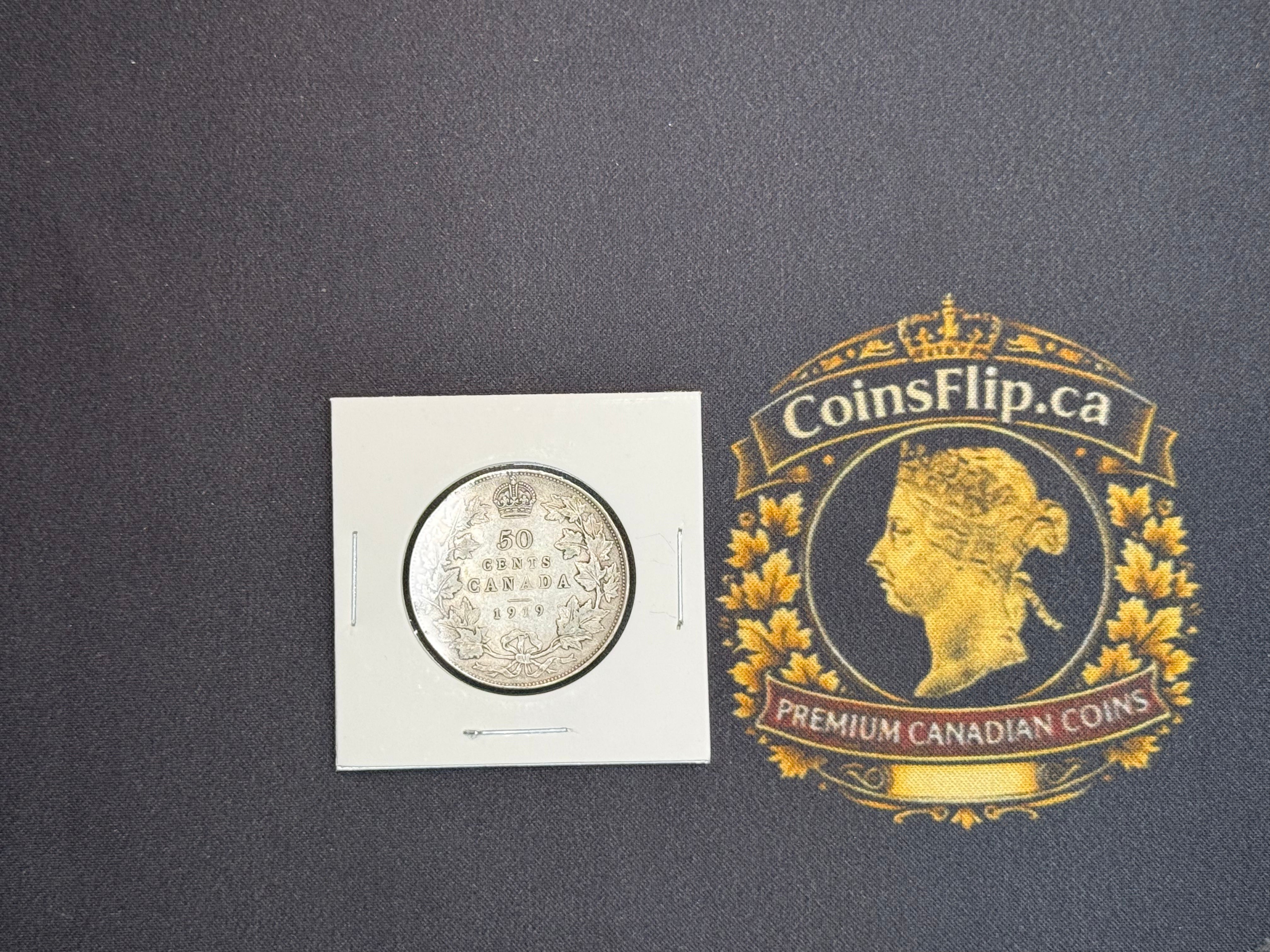 Canada Silver Coin - 50 cents - 1919 VF