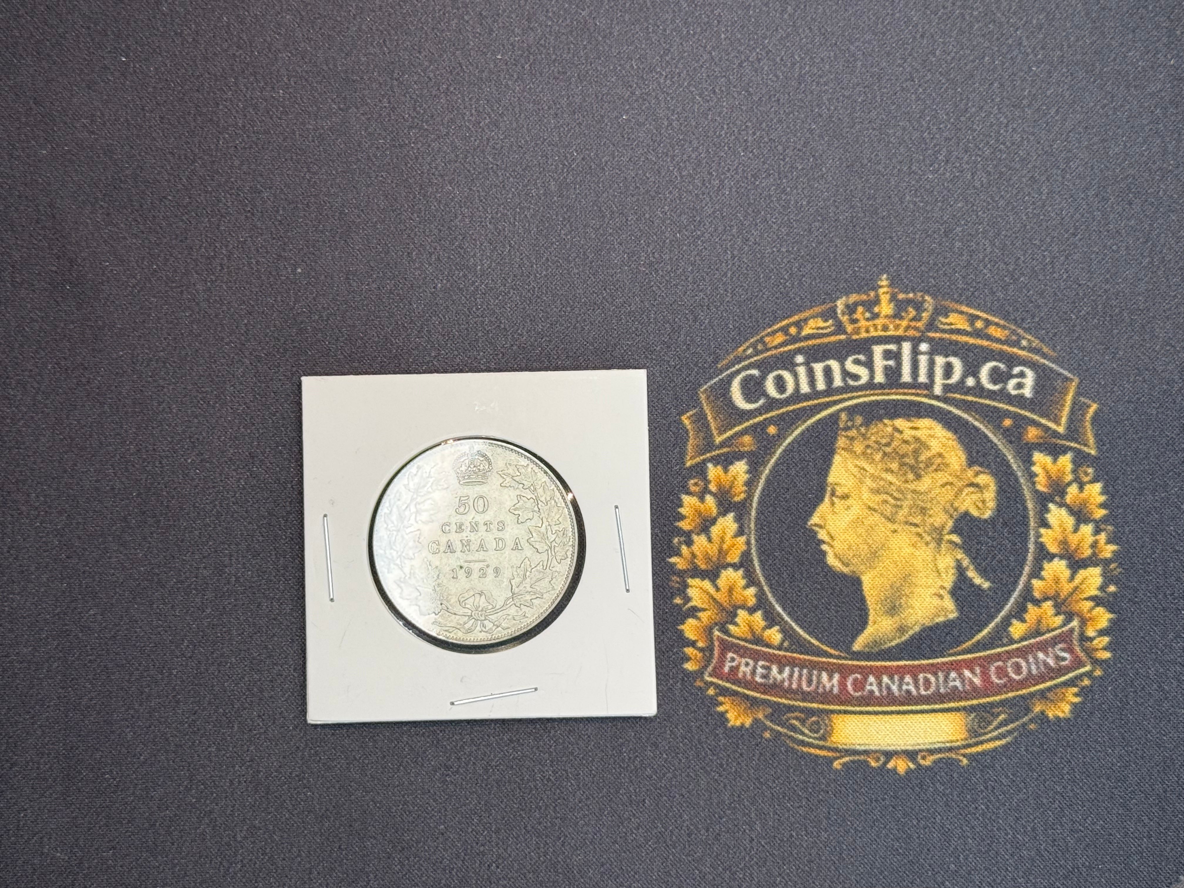 Canada Silver Coin - 50 cents - 1929 VF20