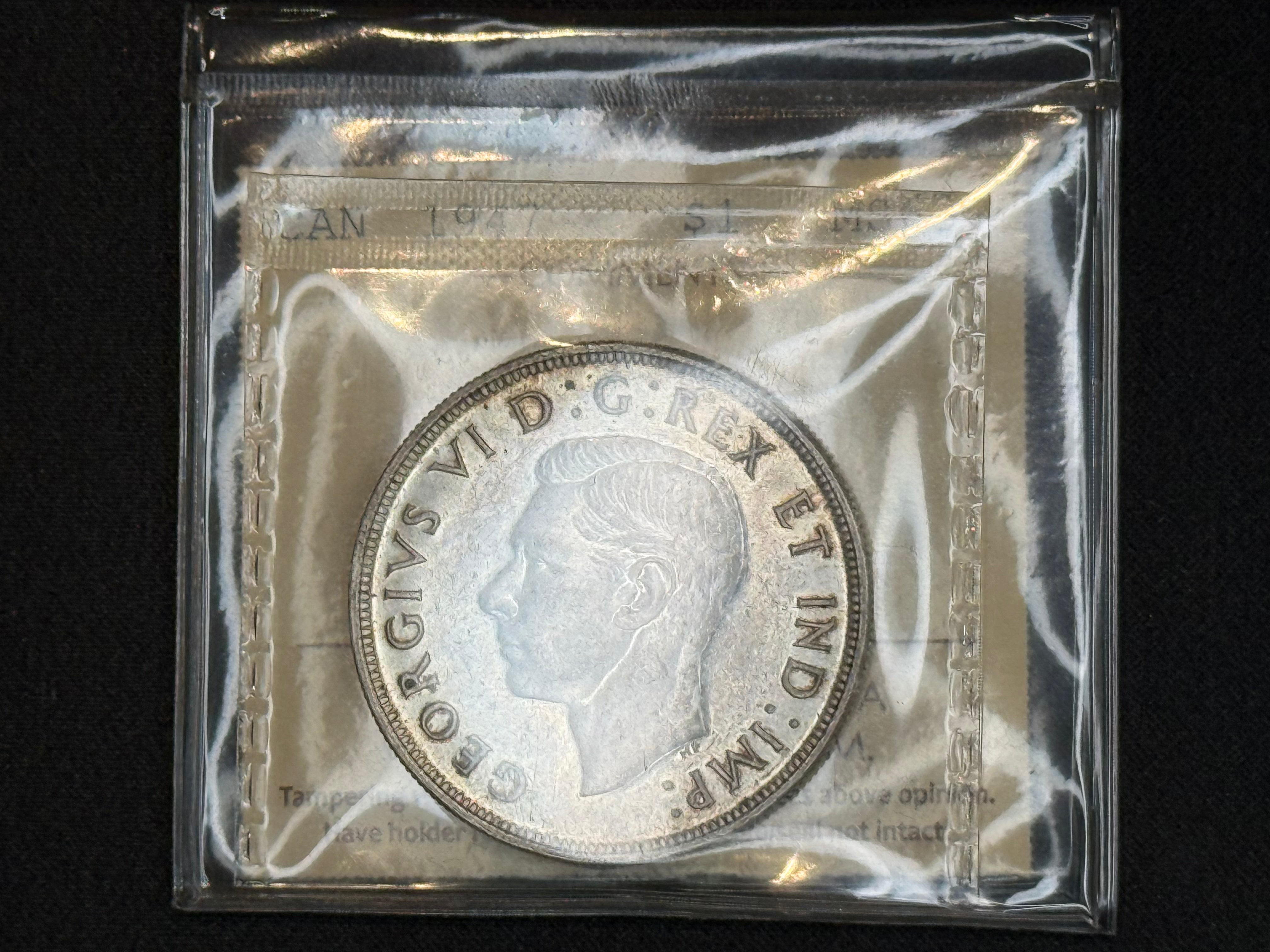 Canadian Silver Coin - Dollars - 1947 B7 - MS63 ICCS