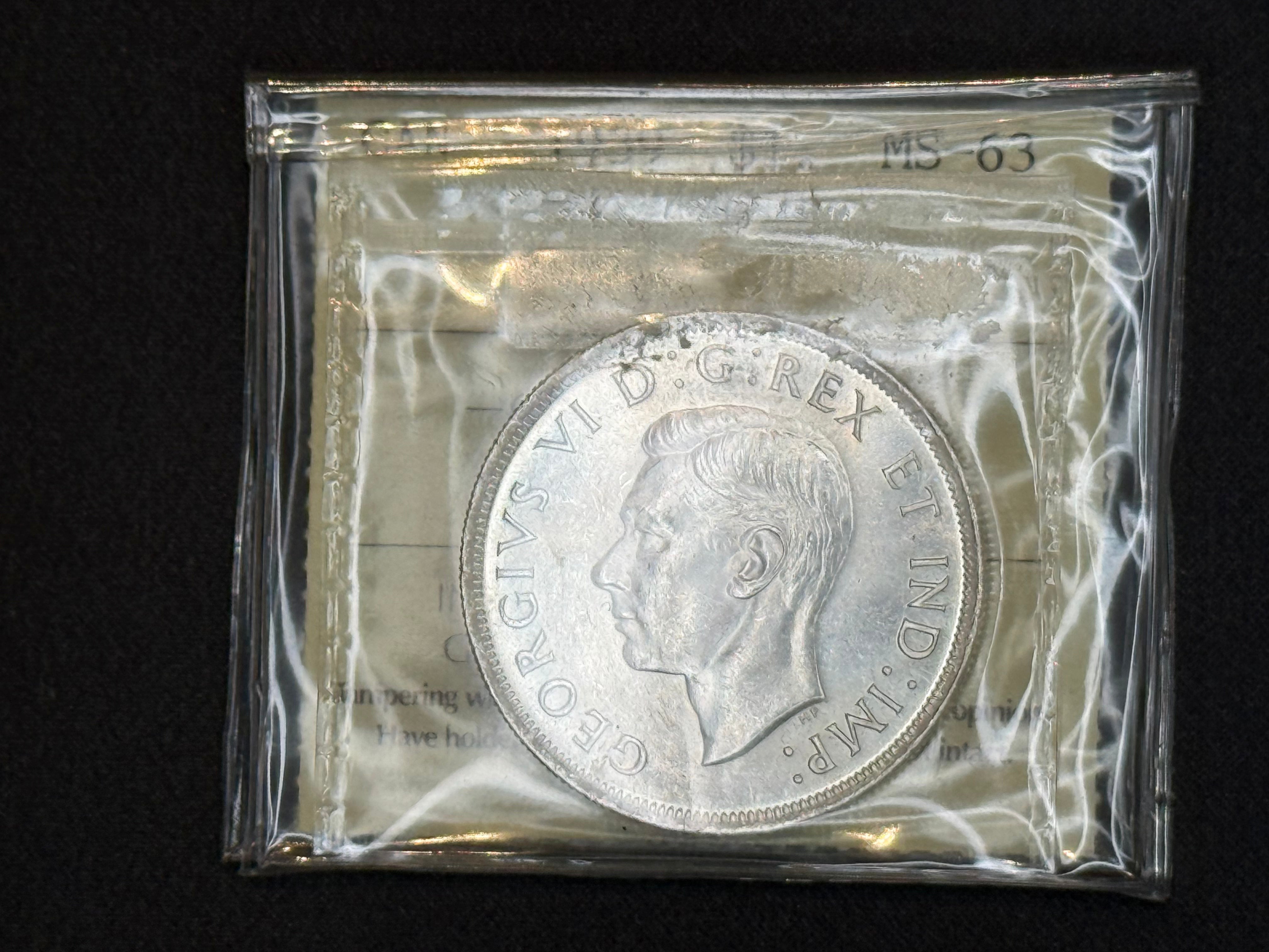 Canadian Silver Coin - Dollars - 1939 MS63 ICCS