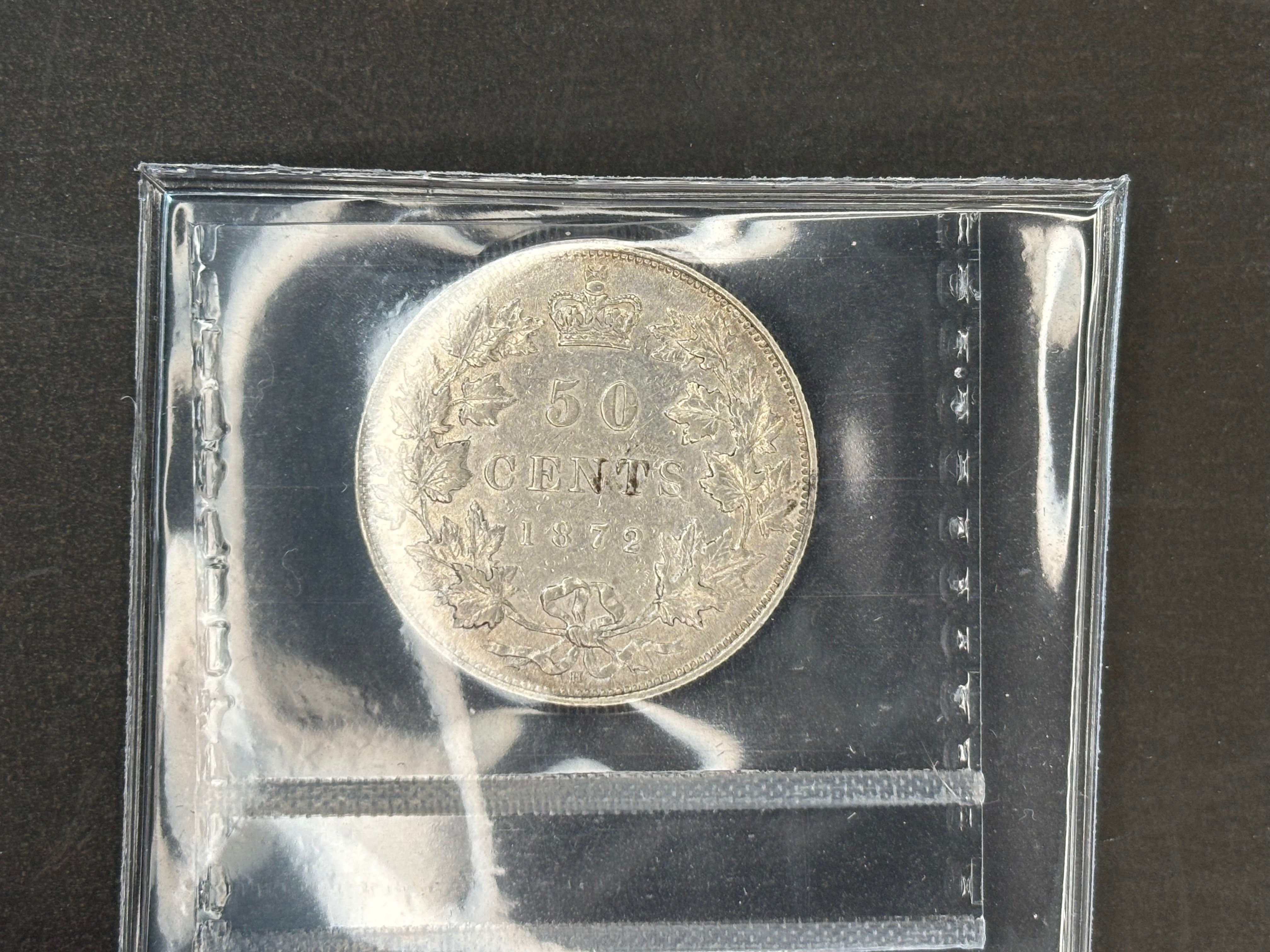 Canada Silver Coin - 50 cents - 1872H / ICCS EF45