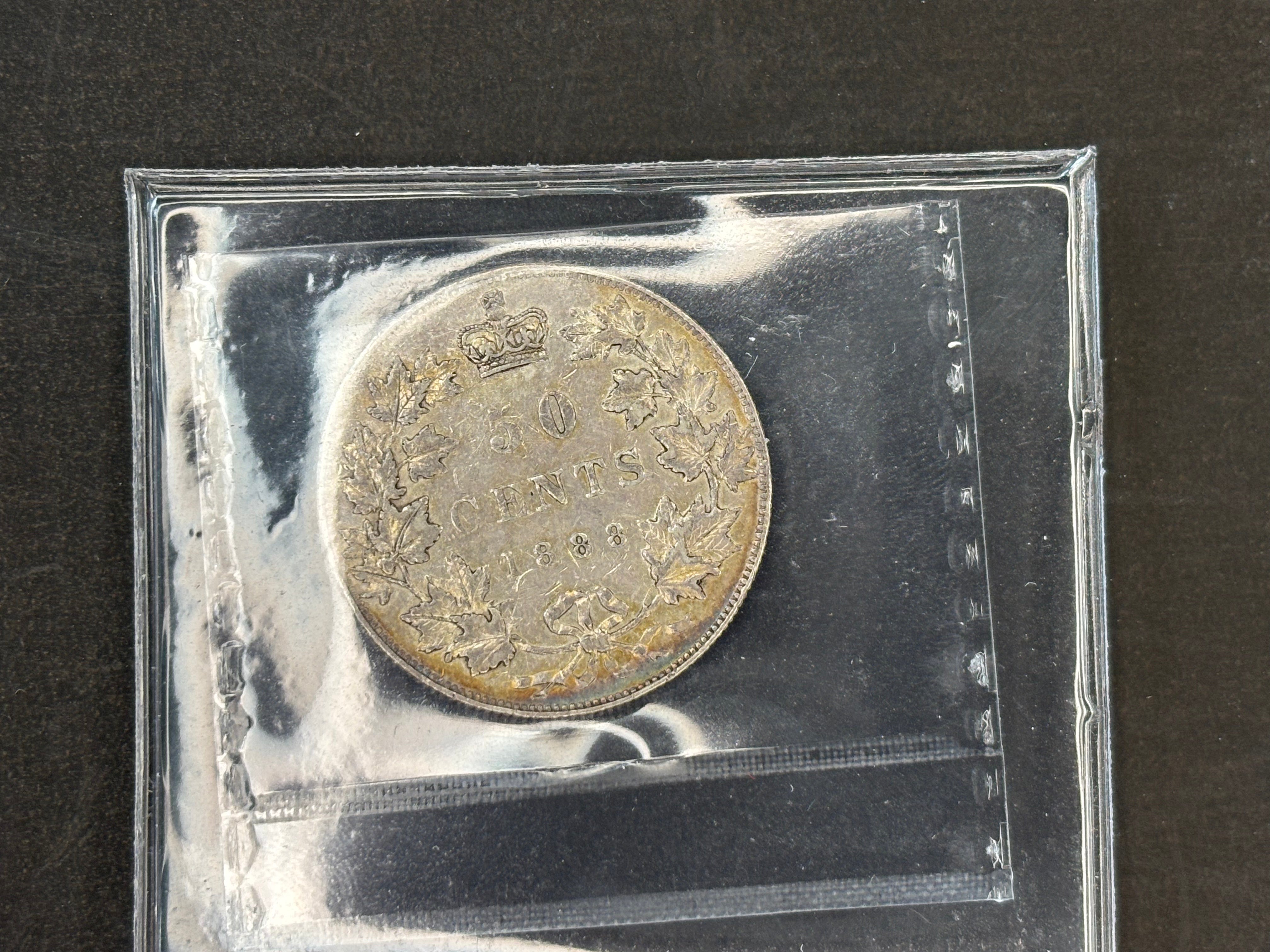 Pièce d'argent du Canada - 50 cents - 1888 Avers 2 / Rayure - ICCS VF30