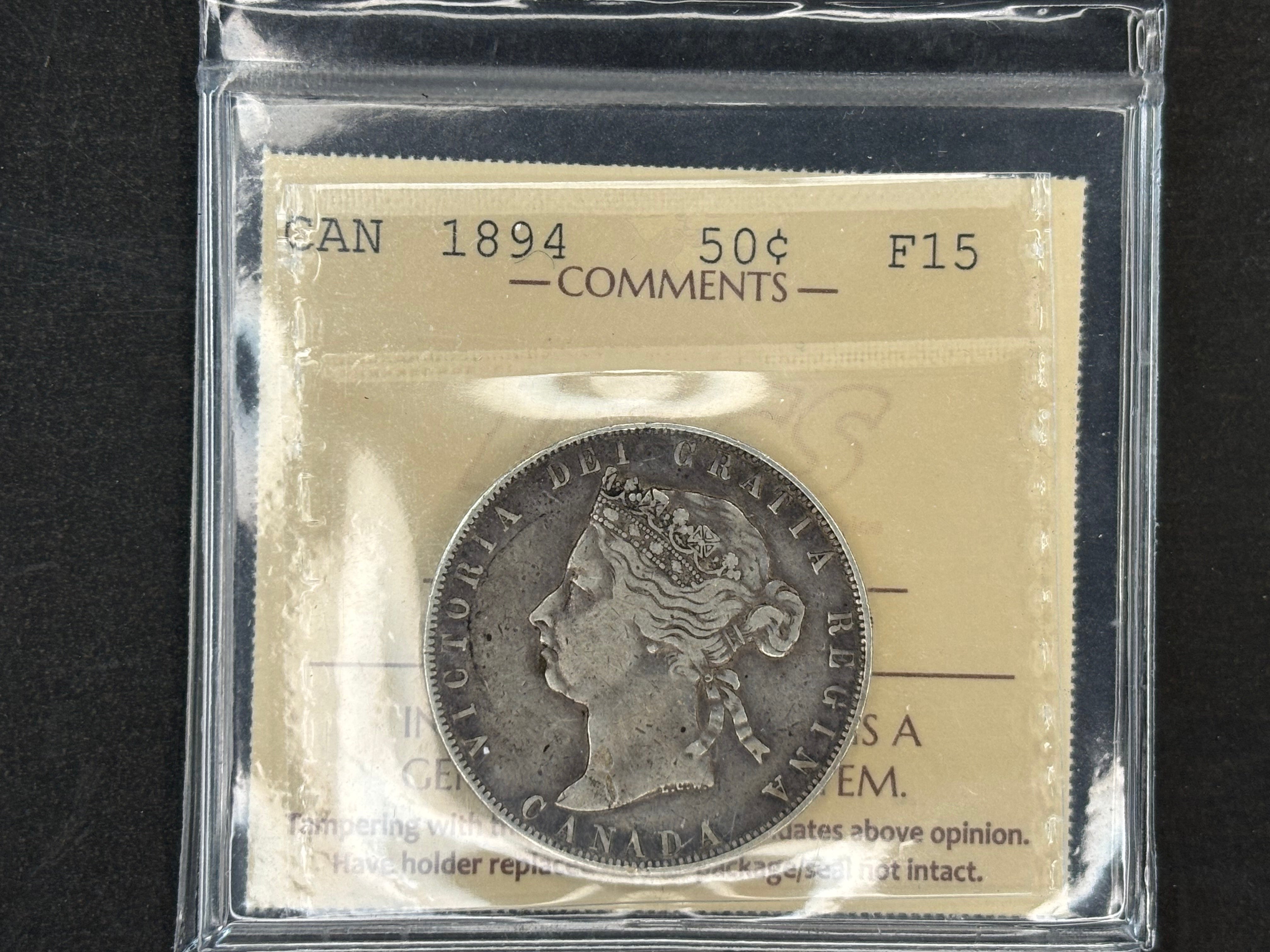 Pièce d'argent du Canada - 50 cents - 1894 / ICCS F15