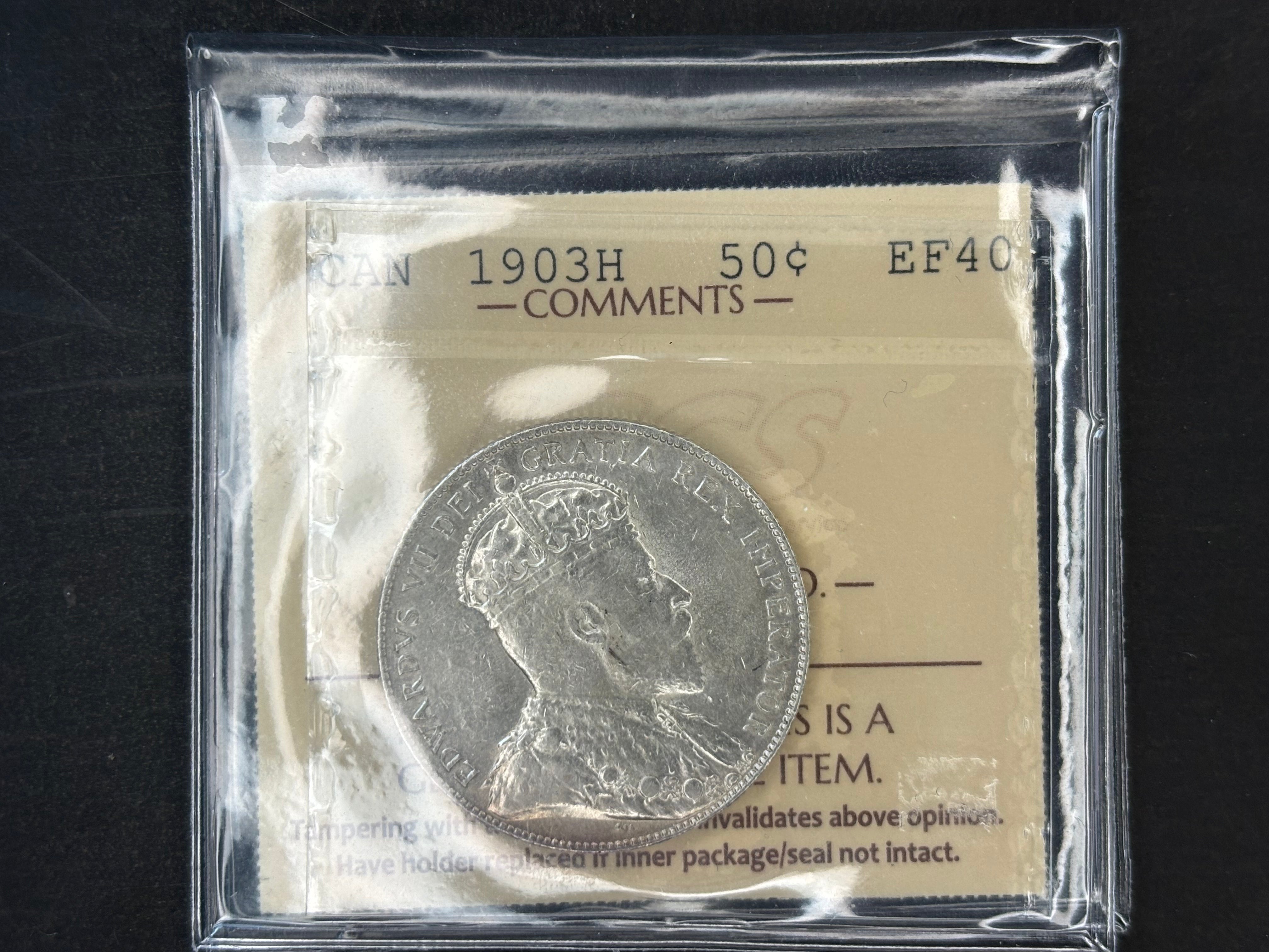 Pièce de monnaie en argent du Canada - 50 cents - 1903 / ICCS EF40