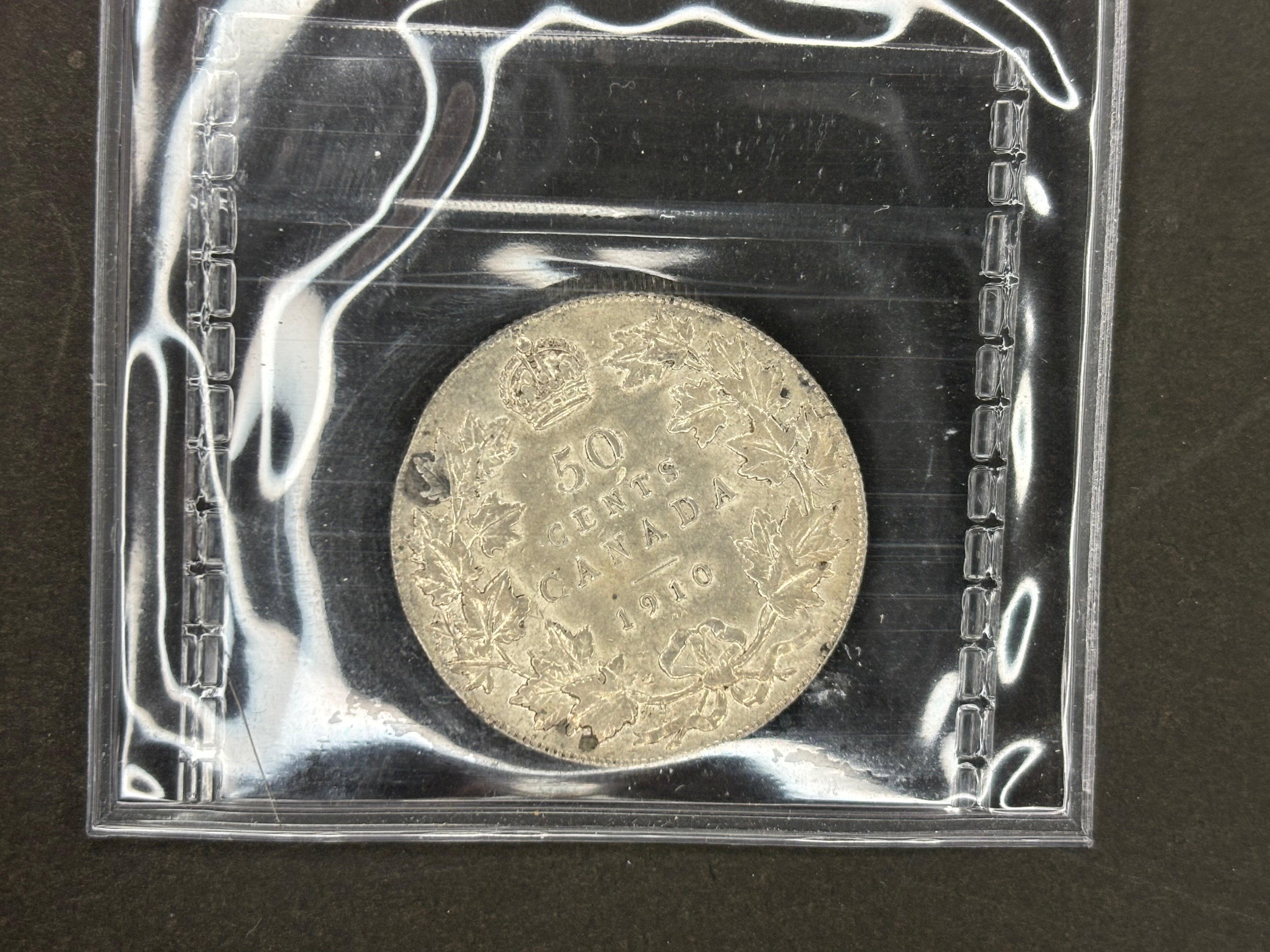 Pièce de monnaie en argent du Canada - 50 cents - 1910, époque victorienne / ICCS EF45