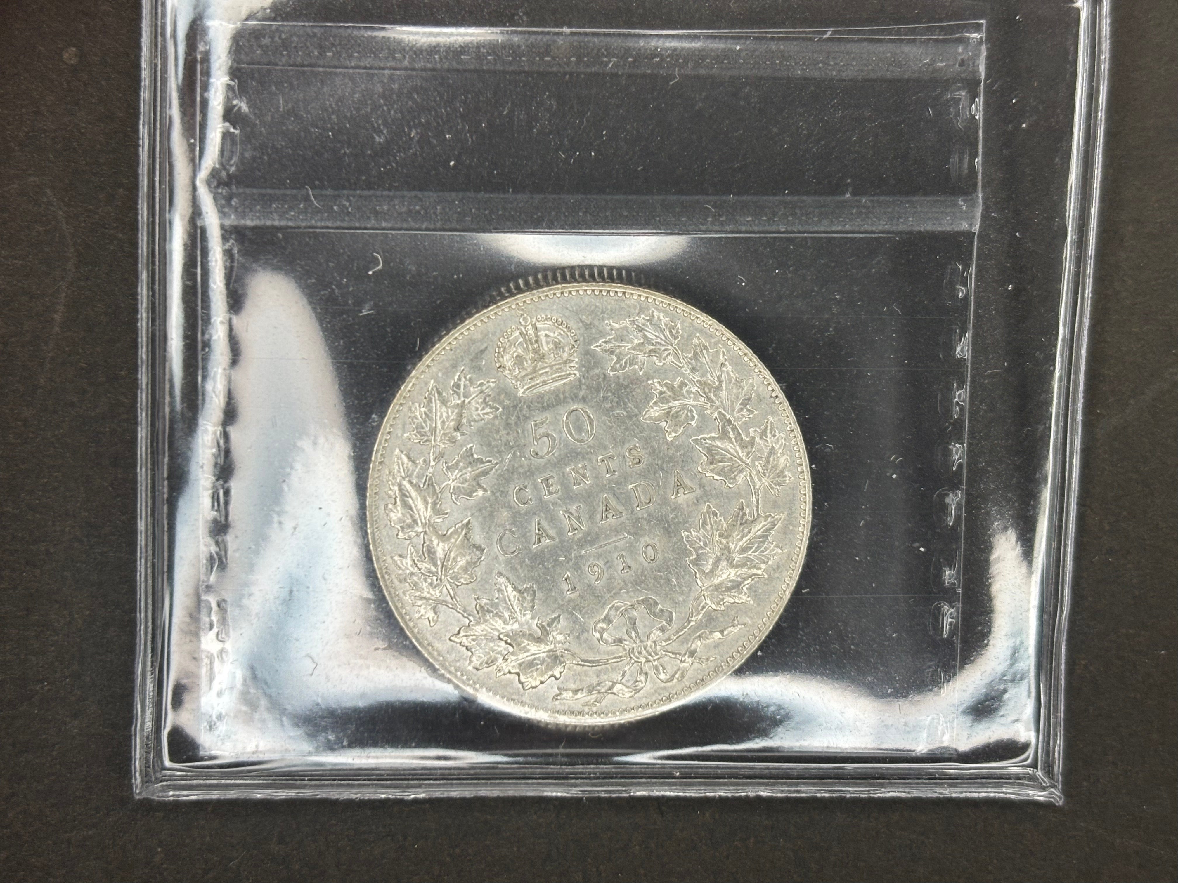 Pièce de monnaie en argent du Canada - 50 cents - 1910, époque édouardienne / ICCS EF45
